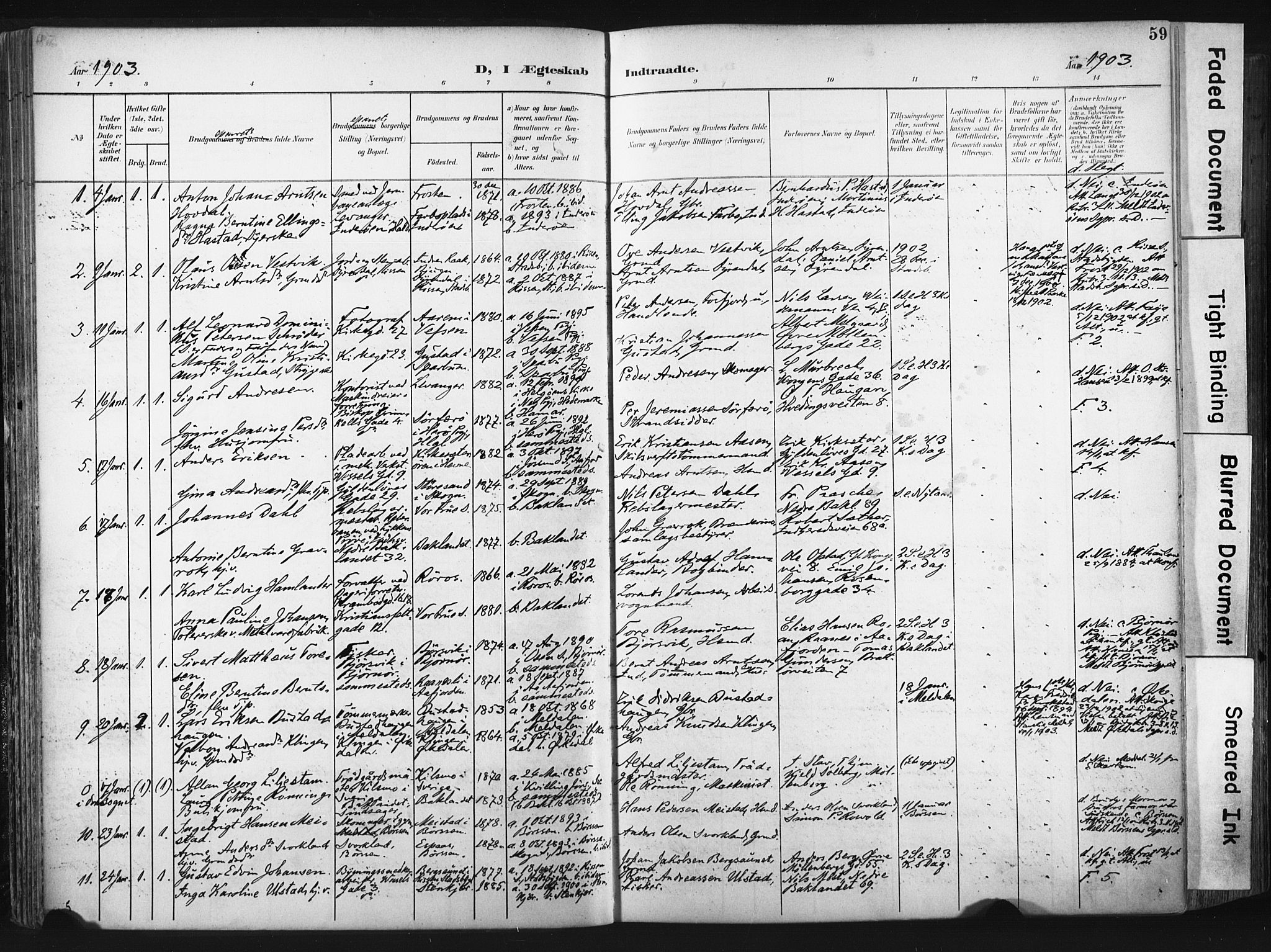 Ministerialprotokoller, klokkerbøker og fødselsregistre - Sør-Trøndelag, AV/SAT-A-1456/604/L0201: Parish register (official) no. 604A21, 1901-1911, p. 59