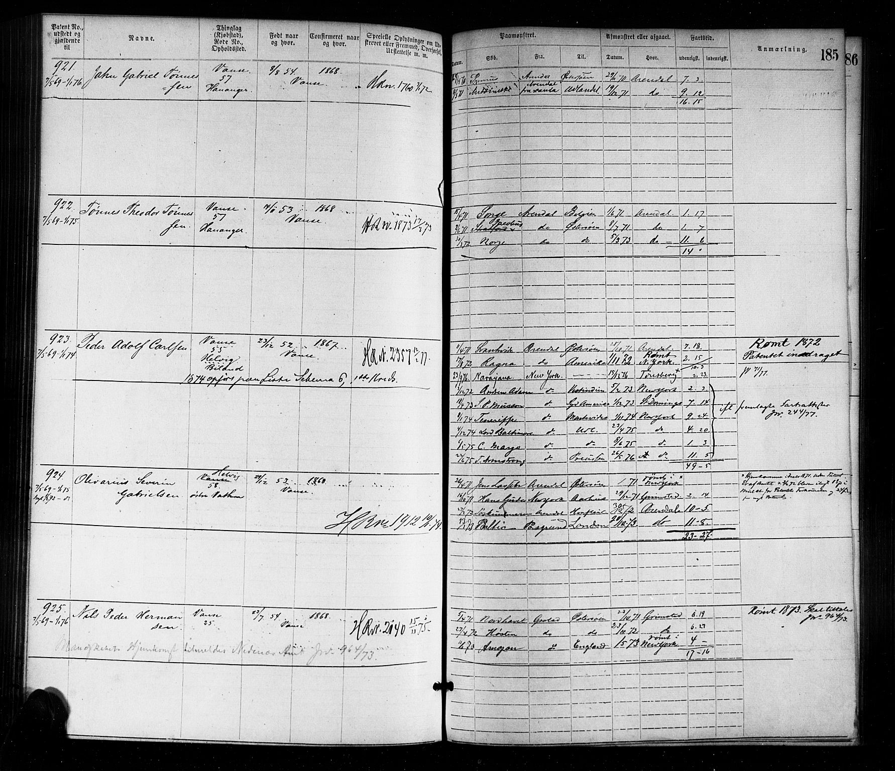 Farsund mønstringskrets, SAK/2031-0017/F/Fa/L0001: Annotasjonsrulle nr 1-1920 med register, M-1, 1869-1877, p. 214