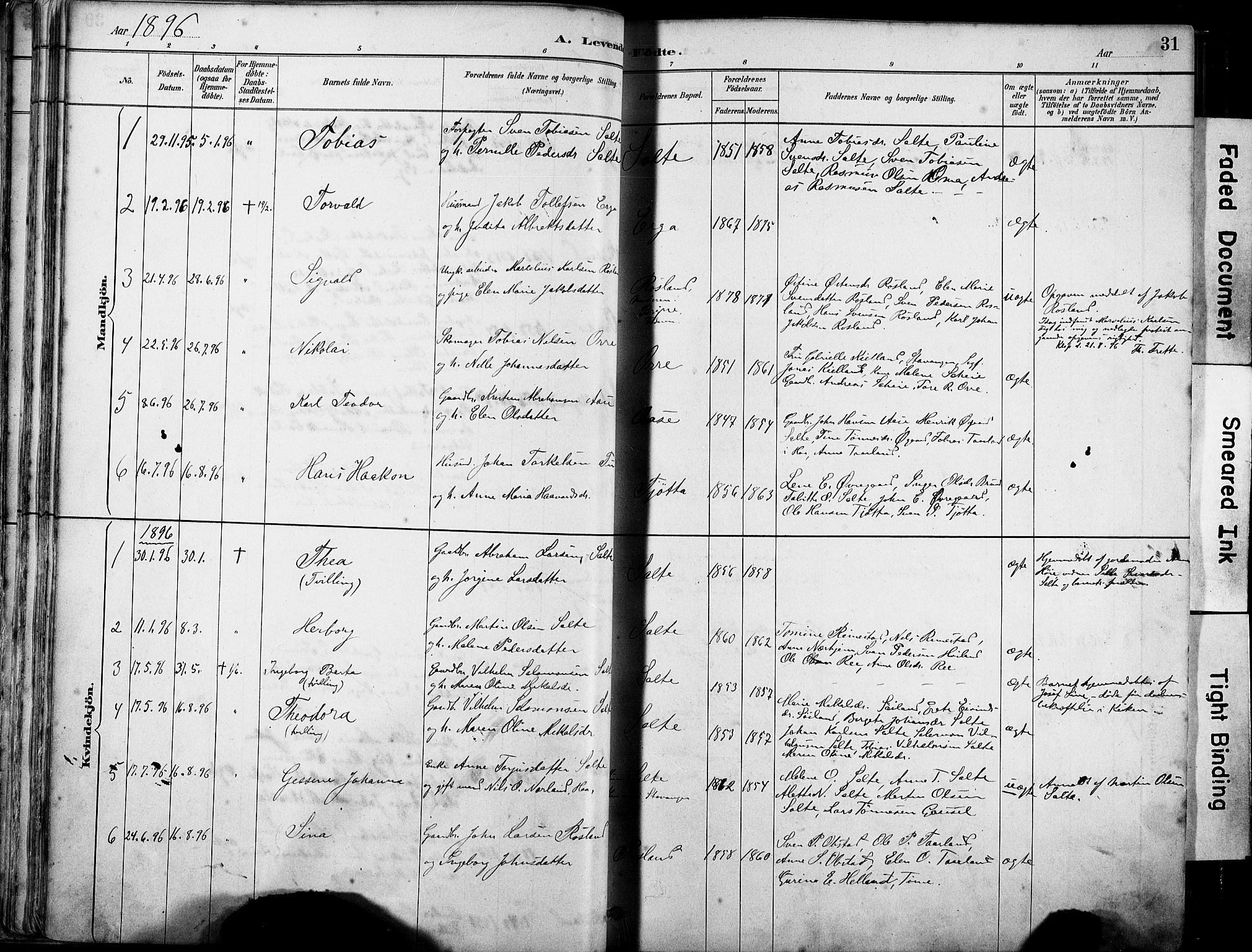 Klepp sokneprestkontor, AV/SAST-A-101803/001/3/30BA/L0007: Parish register (official) no. A 8, 1886-1912, p. 31