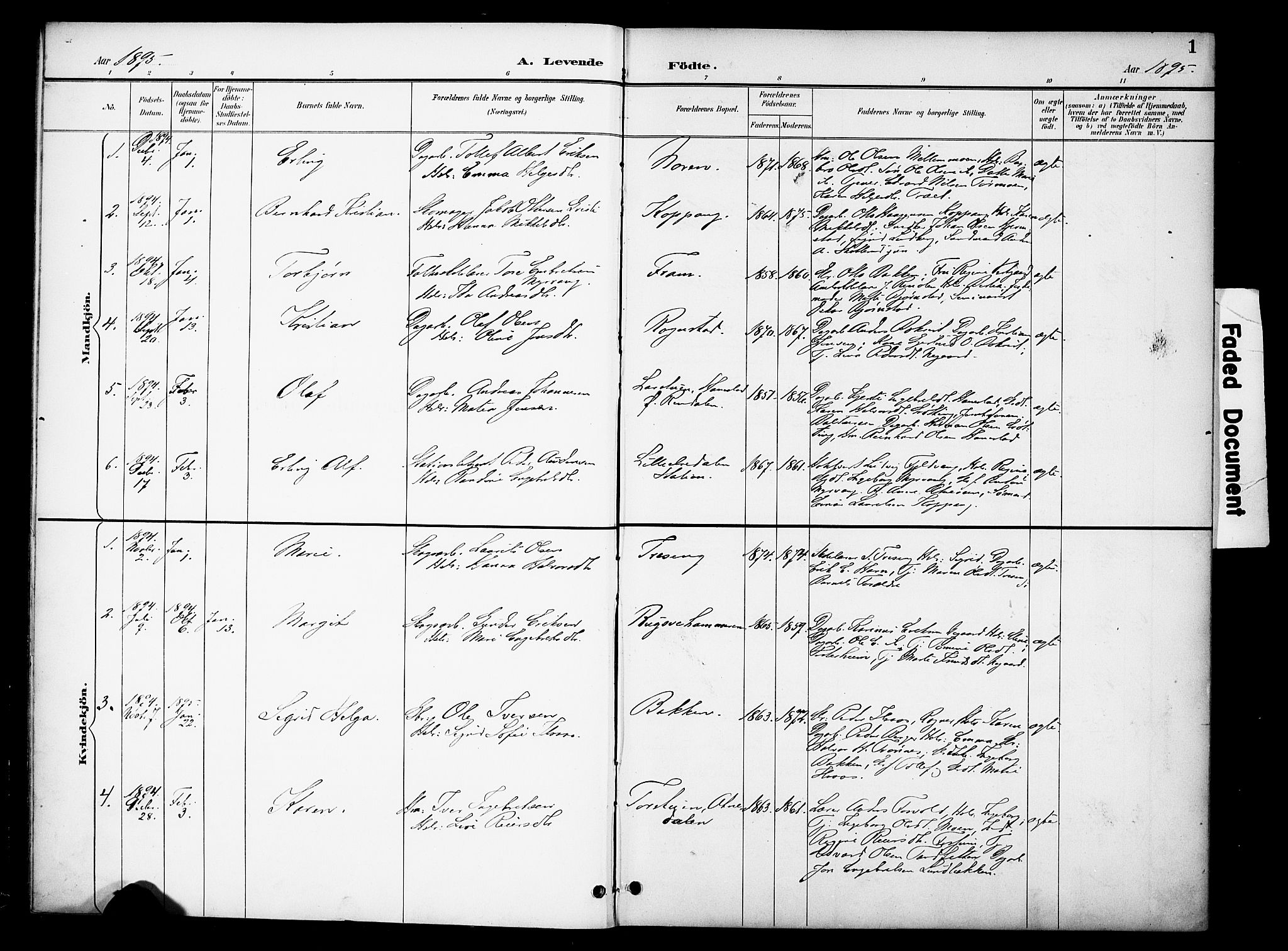 Stor-Elvdal prestekontor, SAH/PREST-052/H/Ha/Hab/L0003: Parish register (copy) no. 3, 1895-1917, p. 1