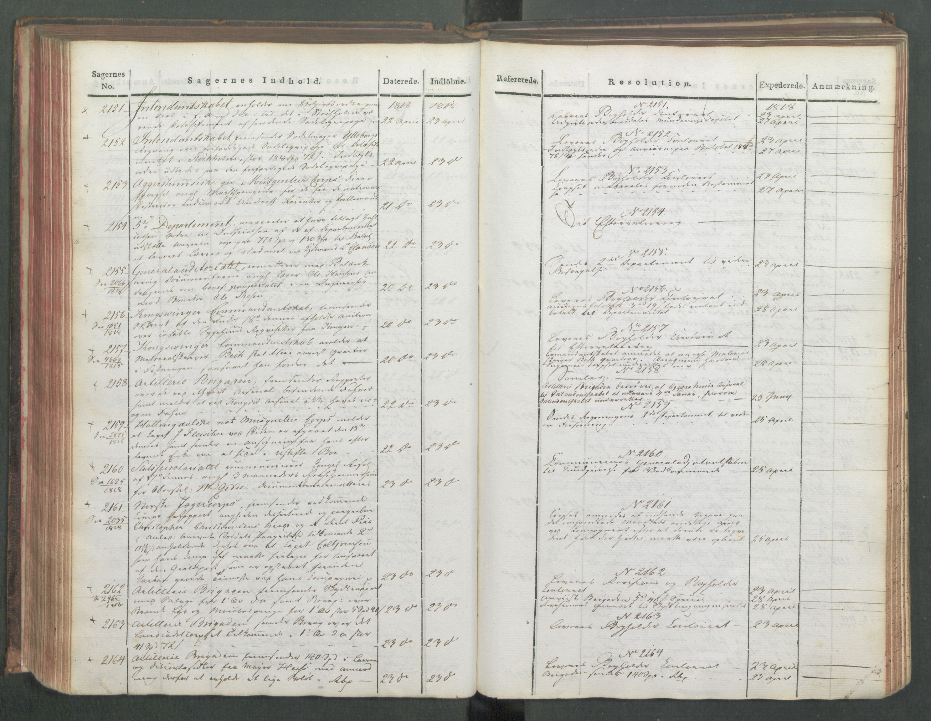 Armédepartementet, AV/RA-RAFA-3493/C/Ca/L0015: 6. Departements Journal, 1818