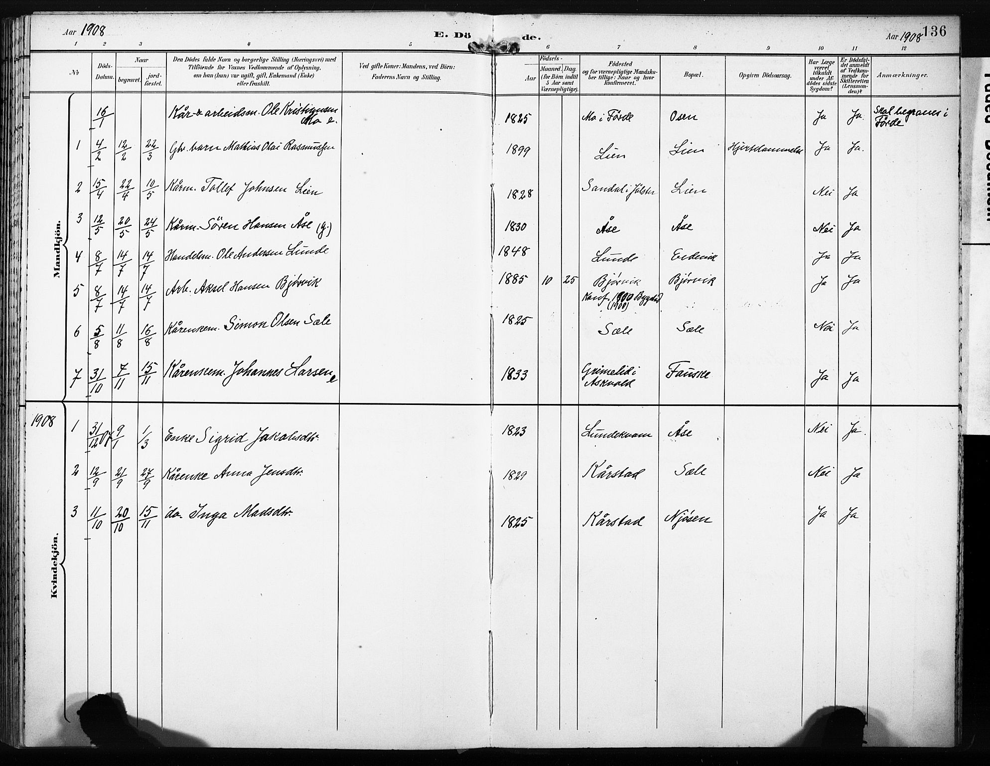 Gaular sokneprestembete, AV/SAB-A-80001/H/Haa: Parish register (official) no. C 2, 1898-1910, p. 136