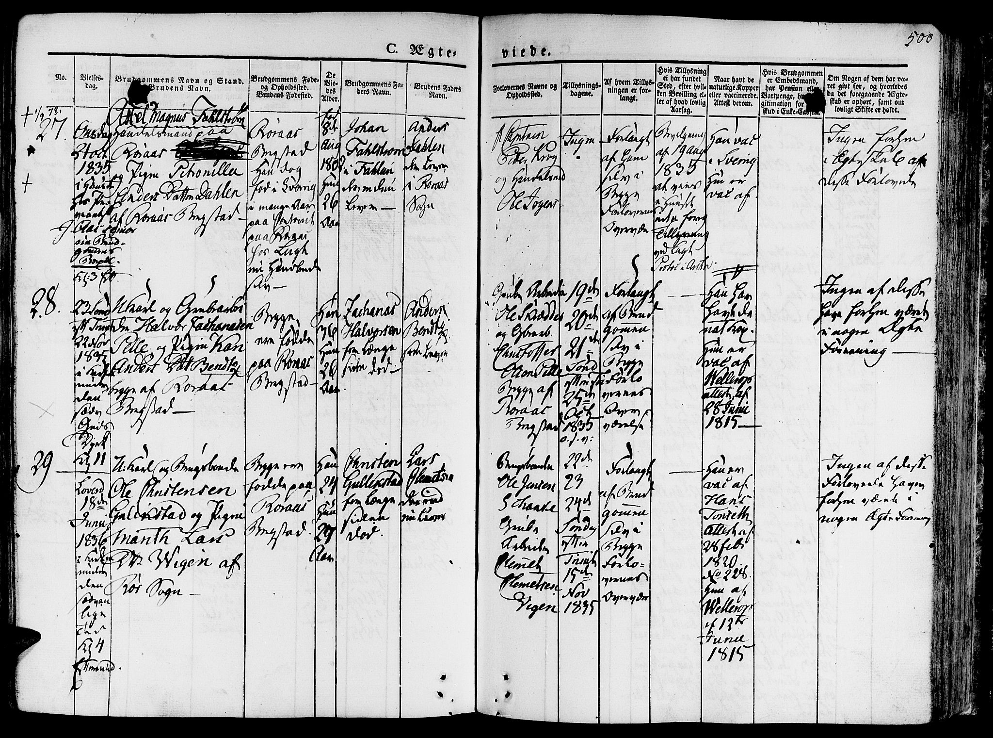 Ministerialprotokoller, klokkerbøker og fødselsregistre - Sør-Trøndelag, SAT/A-1456/681/L0930: Parish register (official) no. 681A08, 1829-1844, p. 500