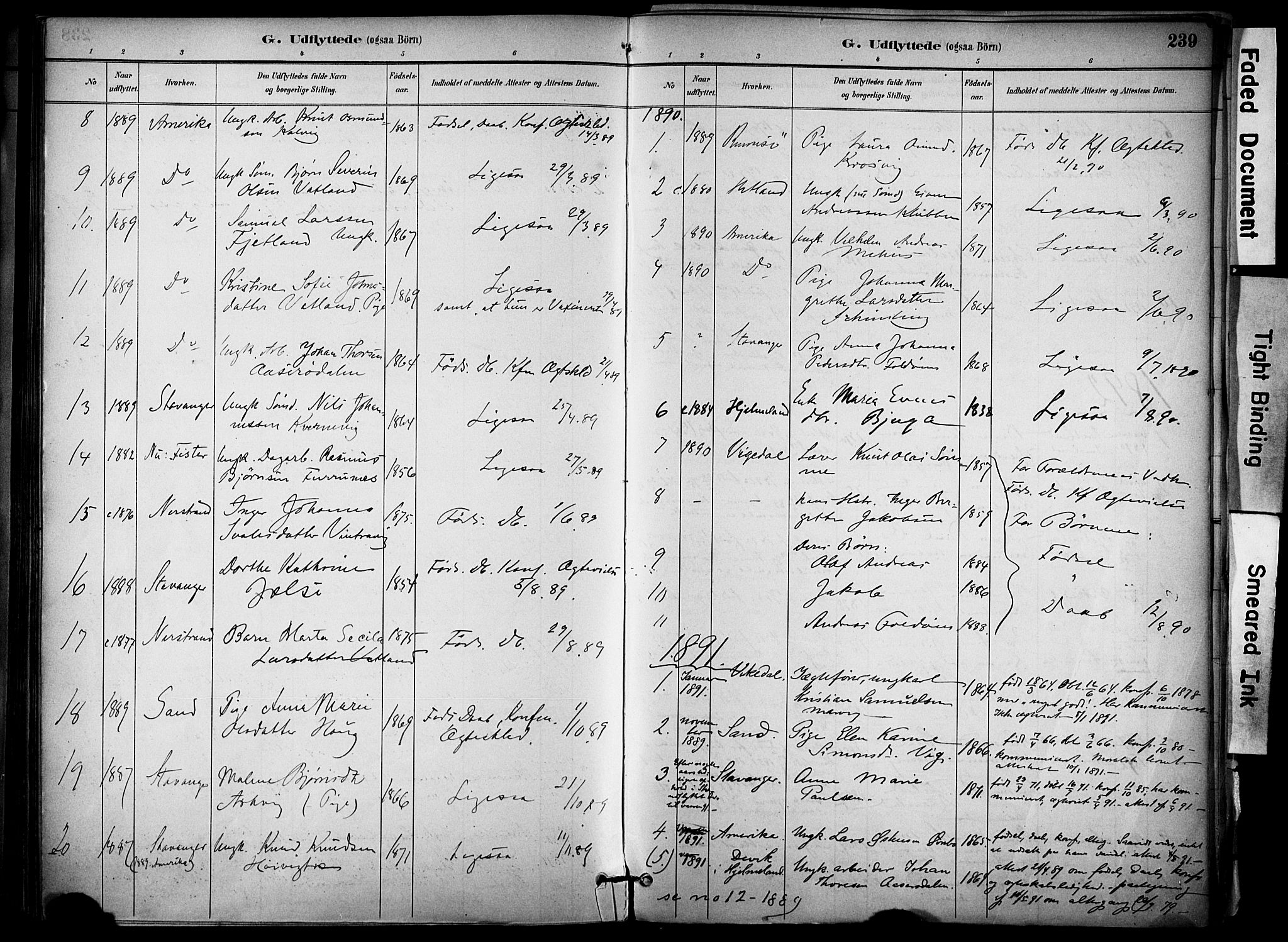 Jelsa sokneprestkontor, AV/SAST-A-101842/01/IV: Parish register (official) no. A 10, 1884-1906, p. 239