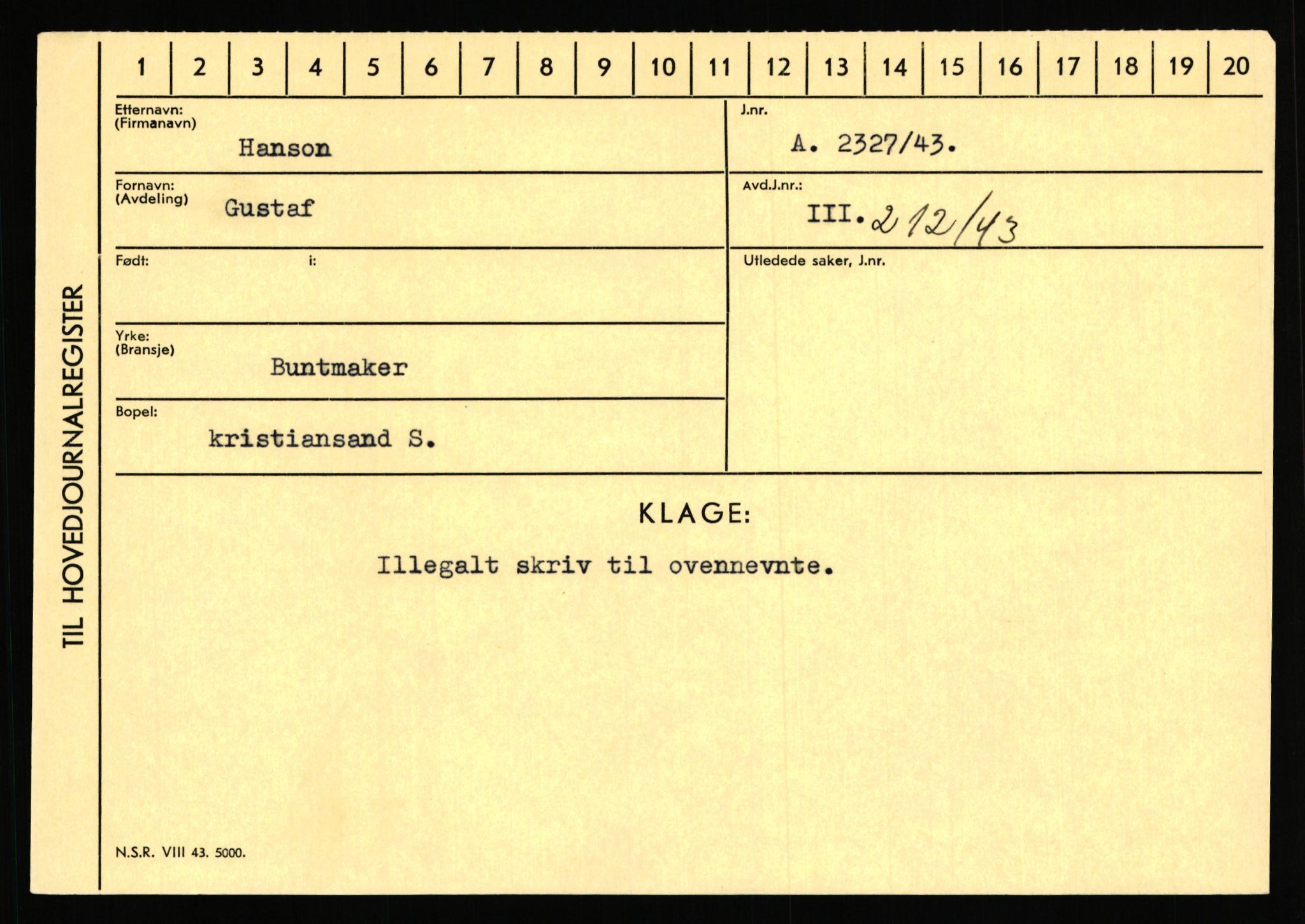 Statspolitiet - Hovedkontoret / Osloavdelingen, AV/RA-S-1329/C/Ca/L0006: Hanche - Hokstvedt, 1943-1945, p. 1764