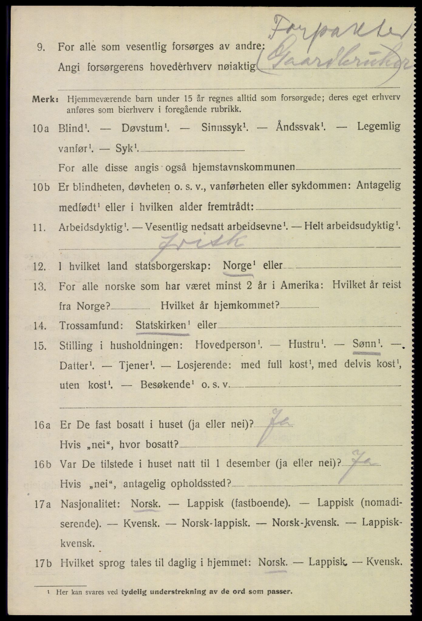 SAT, 1920 census for Lødingen, 1920, p. 1588