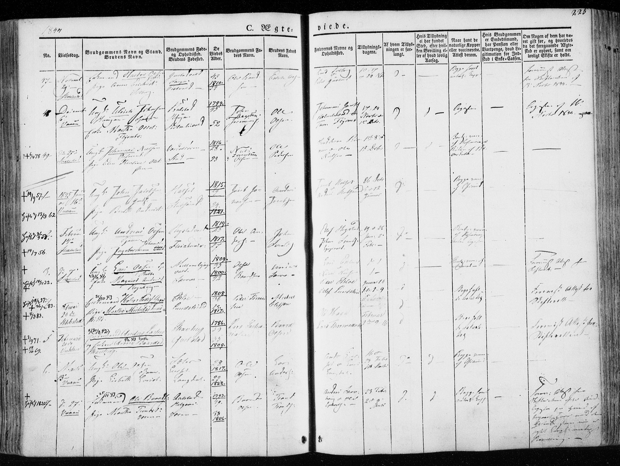 Ministerialprotokoller, klokkerbøker og fødselsregistre - Nord-Trøndelag, SAT/A-1458/723/L0239: Parish register (official) no. 723A08, 1841-1851, p. 225