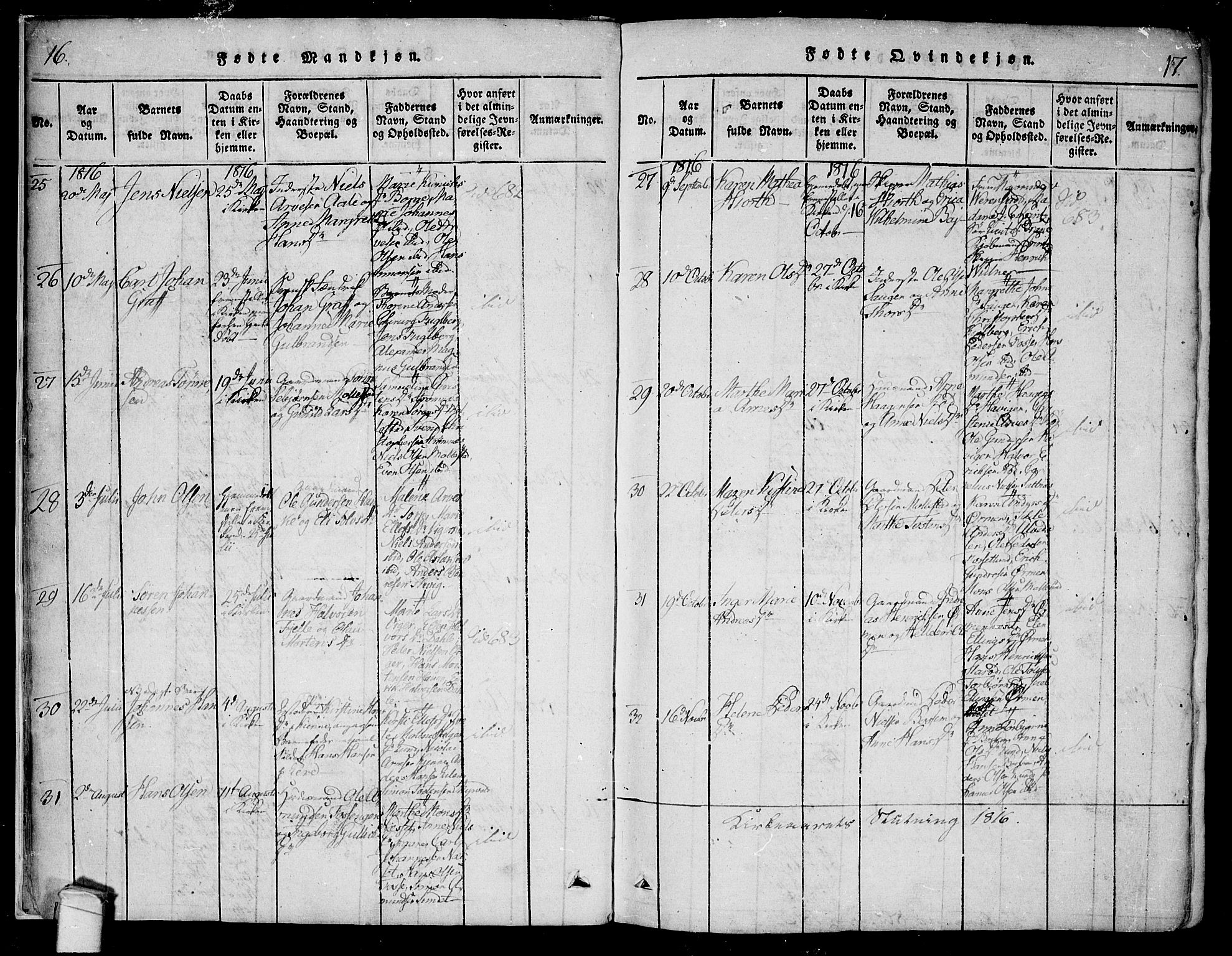 Onsøy prestekontor Kirkebøker, SAO/A-10914/F/Fa/L0002: Parish register (official) no. I 2, 1814-1840, p. 16-17