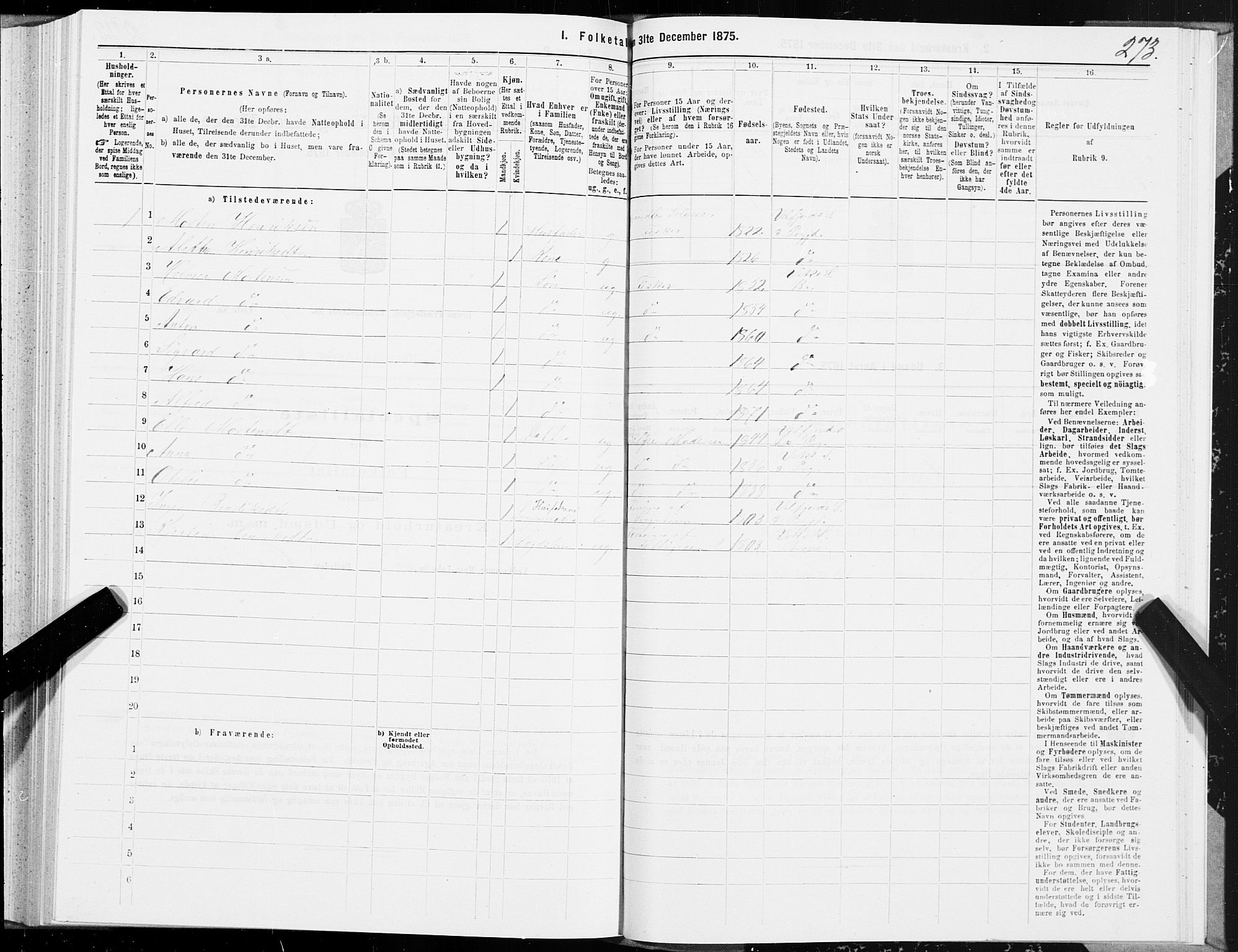 SAT, 1875 census for 1814P Brønnøy, 1875, p. 2273