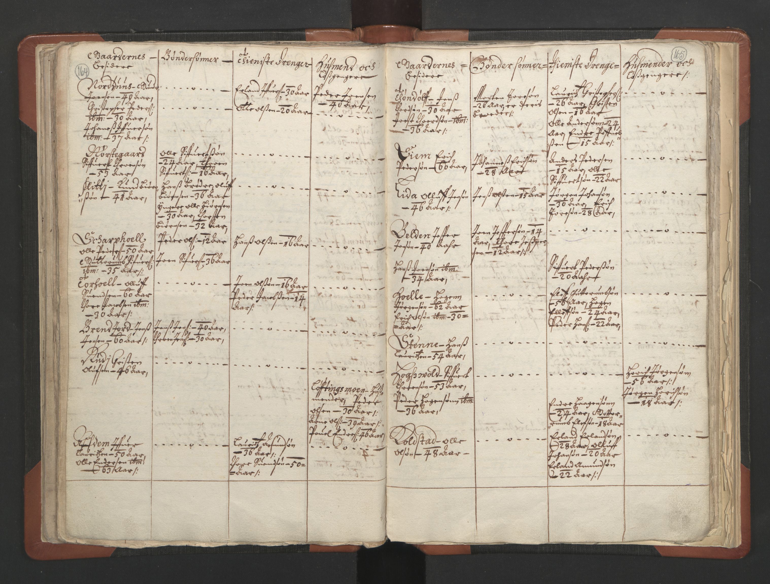 RA, Vicar's Census 1664-1666, no. 6: Gudbrandsdal deanery, 1664-1666, p. 164-165