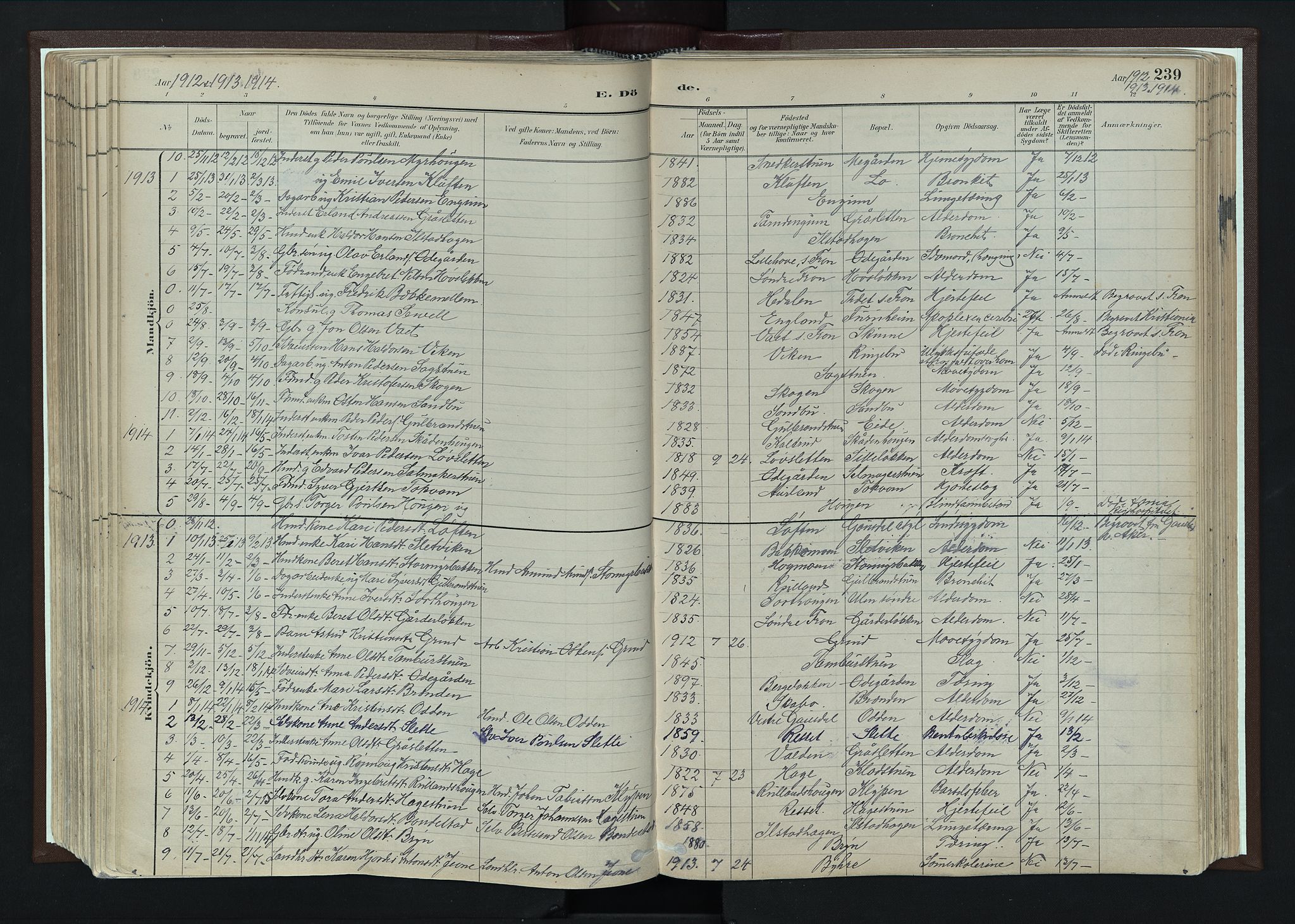 Nord-Fron prestekontor, SAH/PREST-080/H/Ha/Haa/L0004: Parish register (official) no. 4, 1884-1914, p. 239