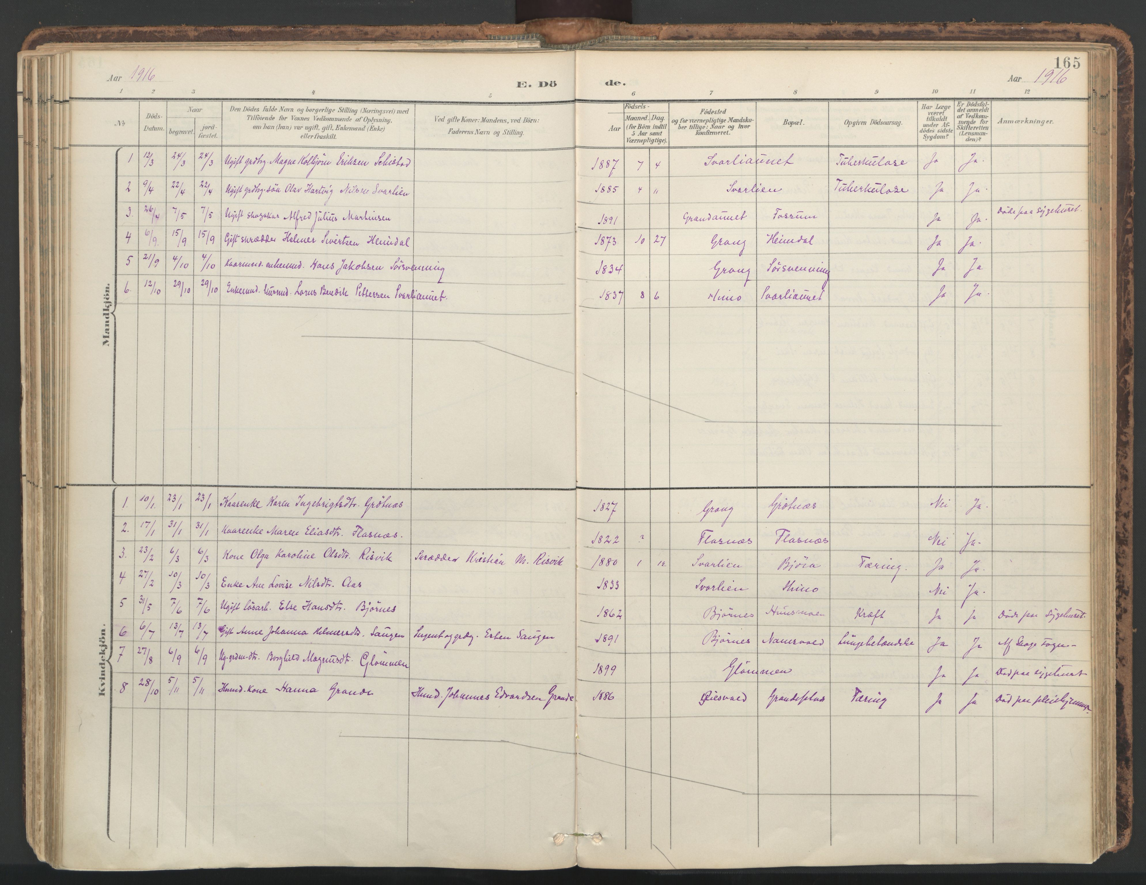 Ministerialprotokoller, klokkerbøker og fødselsregistre - Nord-Trøndelag, SAT/A-1458/764/L0556: Parish register (official) no. 764A11, 1897-1924, p. 165