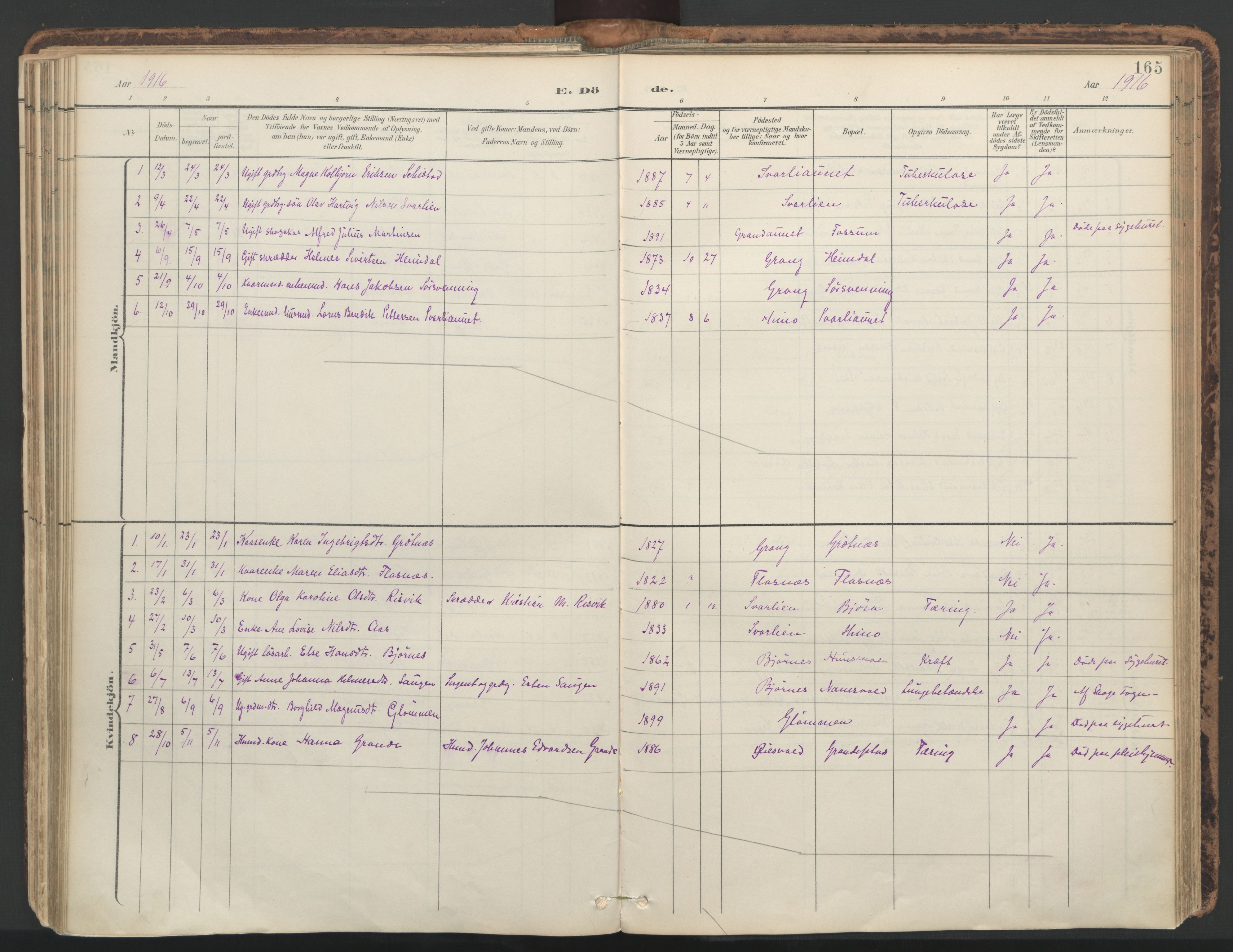 Ministerialprotokoller, klokkerbøker og fødselsregistre - Nord-Trøndelag, AV/SAT-A-1458/764/L0556: Parish register (official) no. 764A11, 1897-1924, p. 165