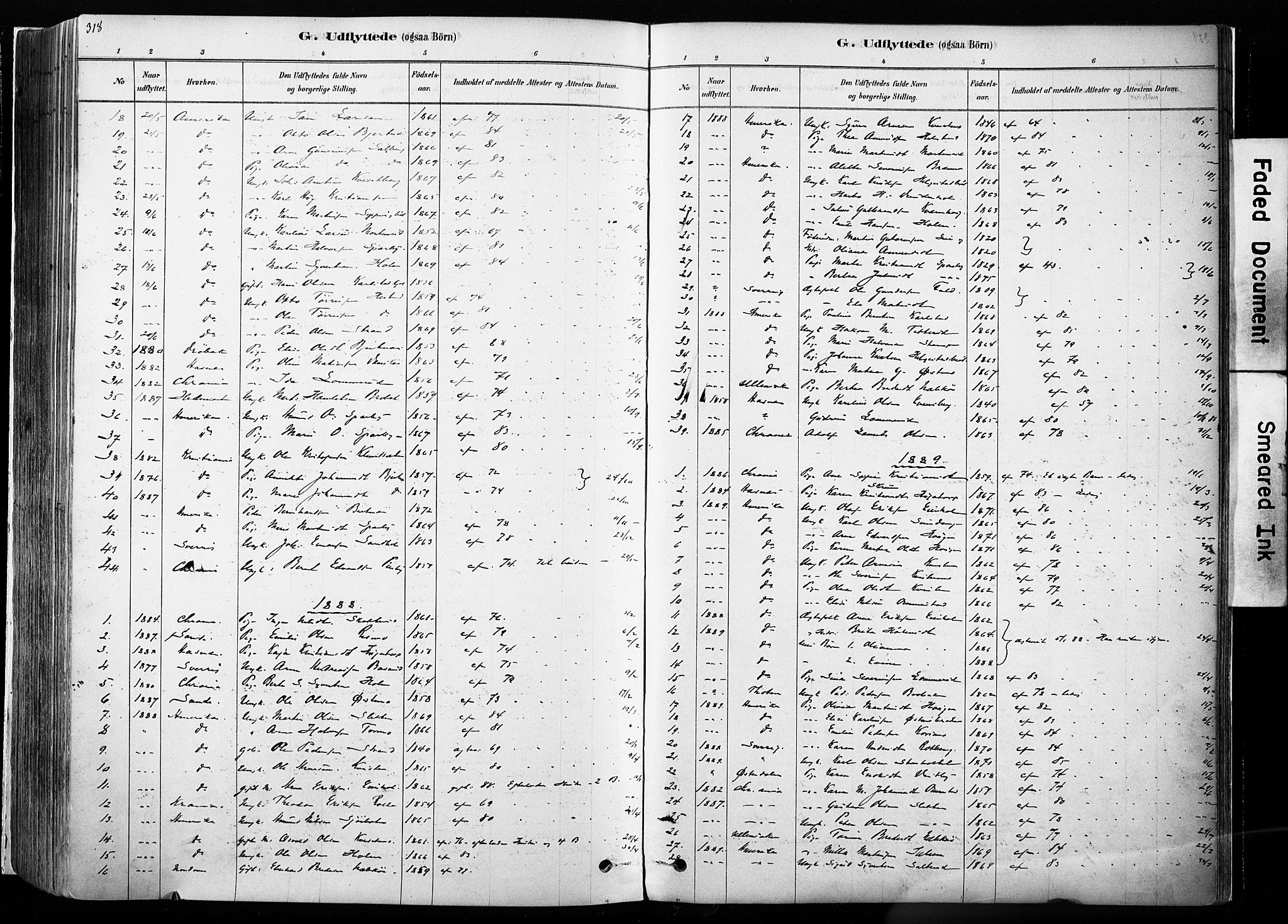 Hof prestekontor, SAH/PREST-038/H/Ha/Haa/L0010: Parish register (official) no. 10, 1878-1909, p. 318