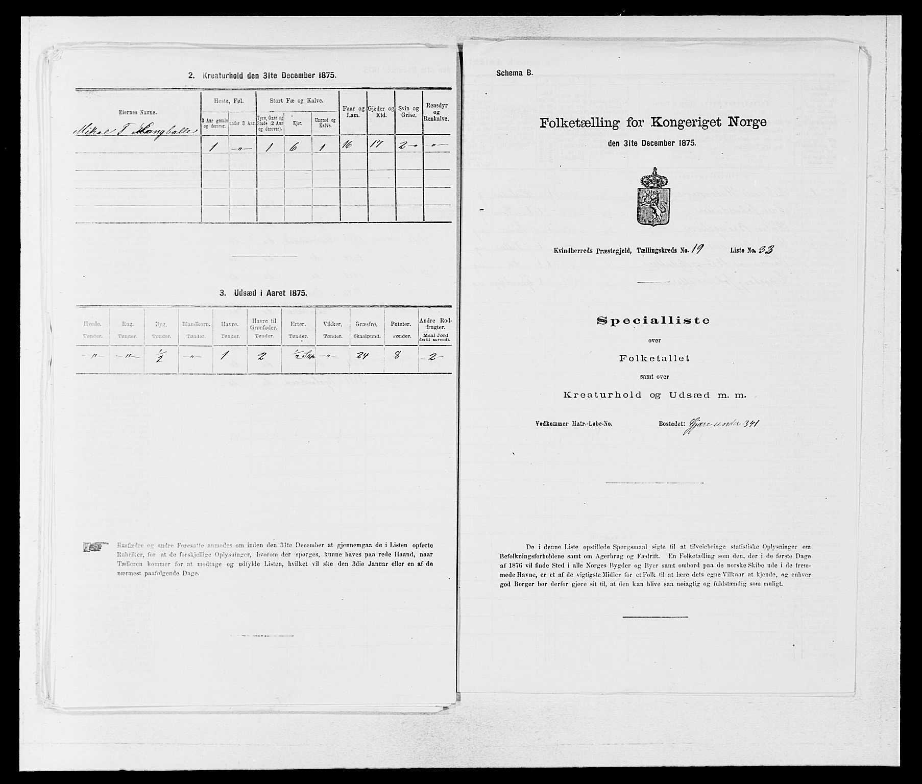 SAB, 1875 census for 1224P Kvinnherad, 1875, p. 1273