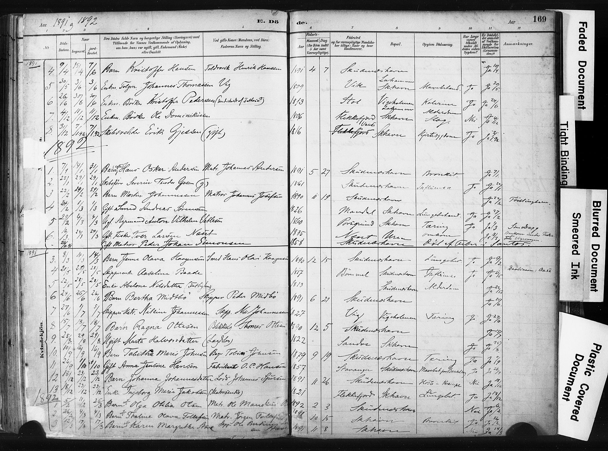 Skudenes sokneprestkontor, SAST/A -101849/H/Ha/Haa/L0008: Parish register (official) no. A 5, 1882-1912, p. 169