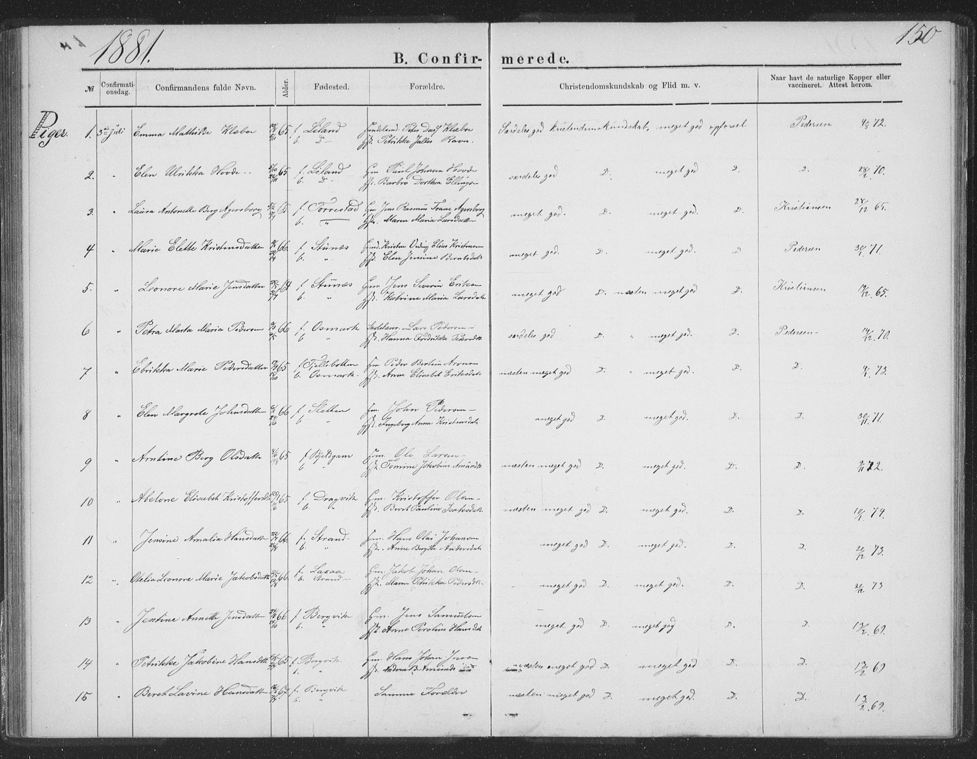 Ministerialprotokoller, klokkerbøker og fødselsregistre - Nordland, AV/SAT-A-1459/863/L0913: Parish register (copy) no. 863C03, 1877-1885, p. 150