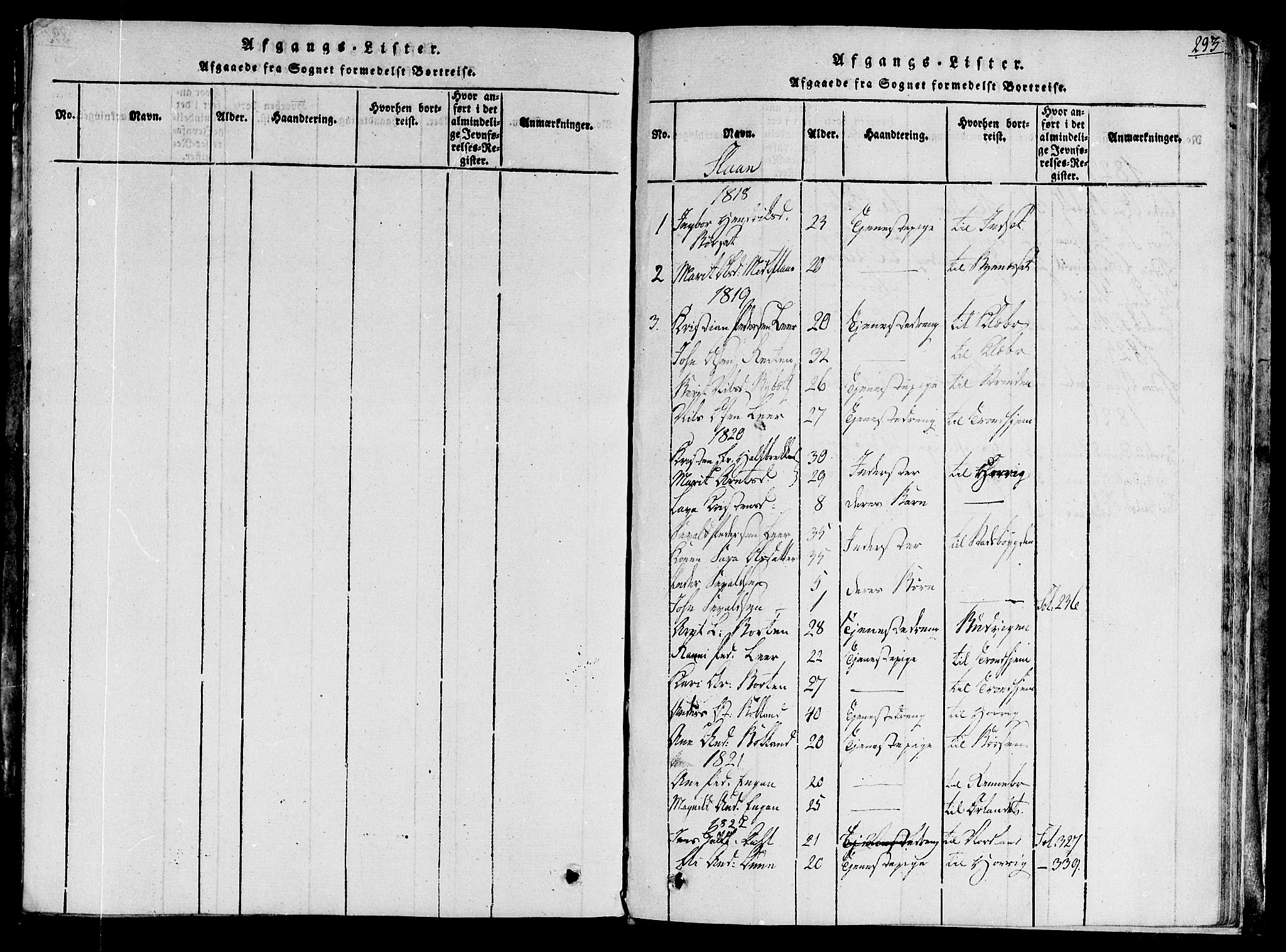 Ministerialprotokoller, klokkerbøker og fødselsregistre - Sør-Trøndelag, AV/SAT-A-1456/691/L1066: Parish register (official) no. 691A03 /2, 1816-1826, p. 293