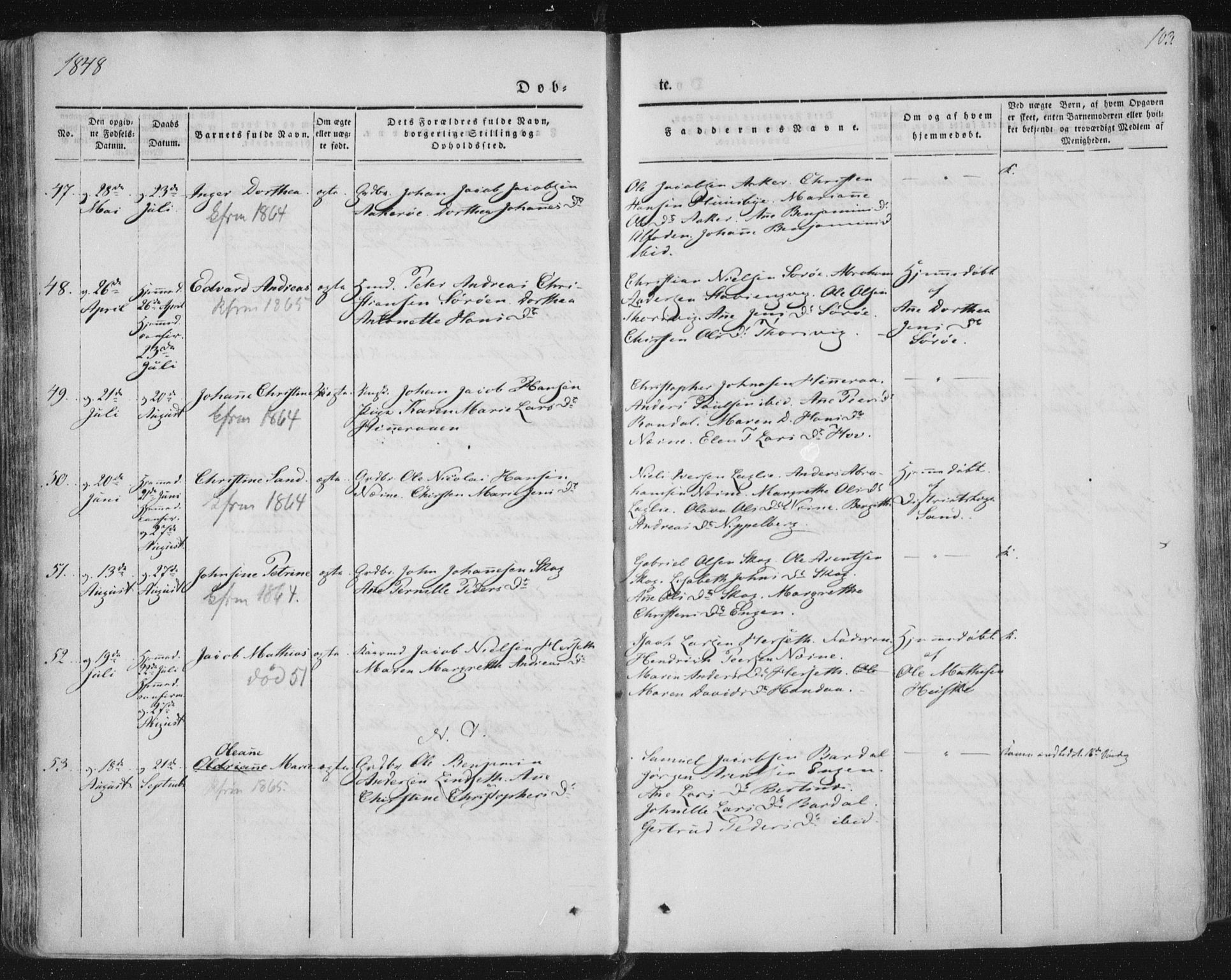 Ministerialprotokoller, klokkerbøker og fødselsregistre - Nordland, AV/SAT-A-1459/838/L0549: Parish register (official) no. 838A07, 1840-1854, p. 103