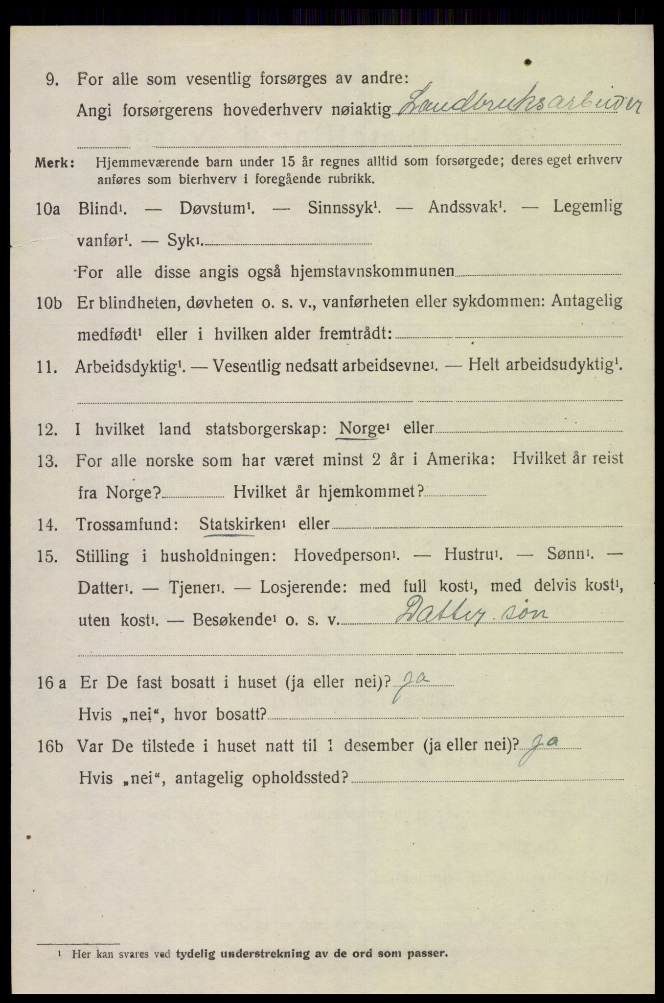 SAK, 1920 census for Holum, 1920, p. 3098