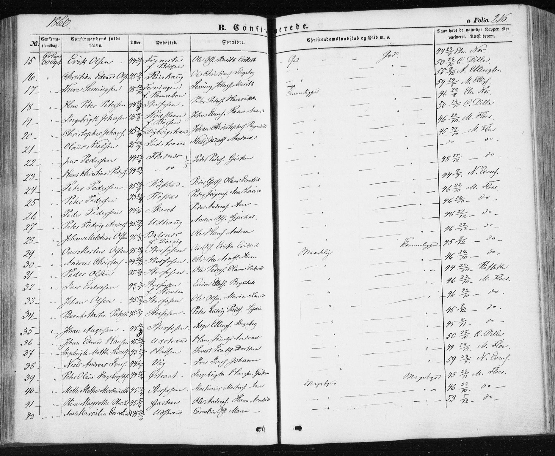 Ministerialprotokoller, klokkerbøker og fødselsregistre - Sør-Trøndelag, SAT/A-1456/659/L0737: Parish register (official) no. 659A07, 1857-1875, p. 216