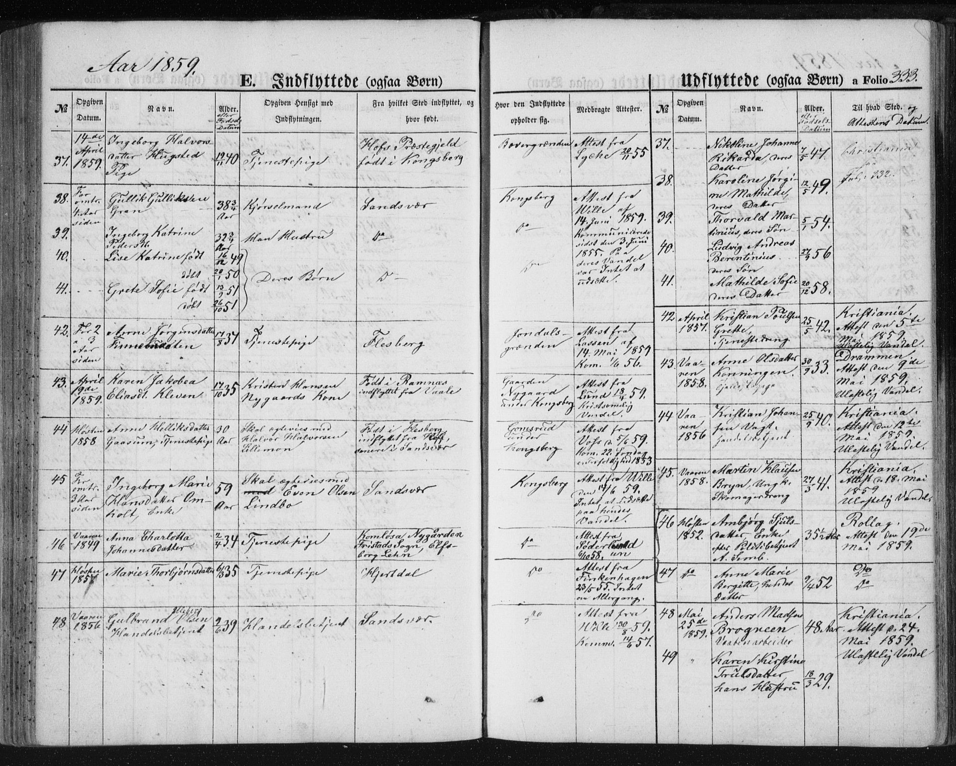 Kongsberg kirkebøker, SAKO/A-22/F/Fa/L0010: Parish register (official) no. I 10, 1859-1875, p. 333