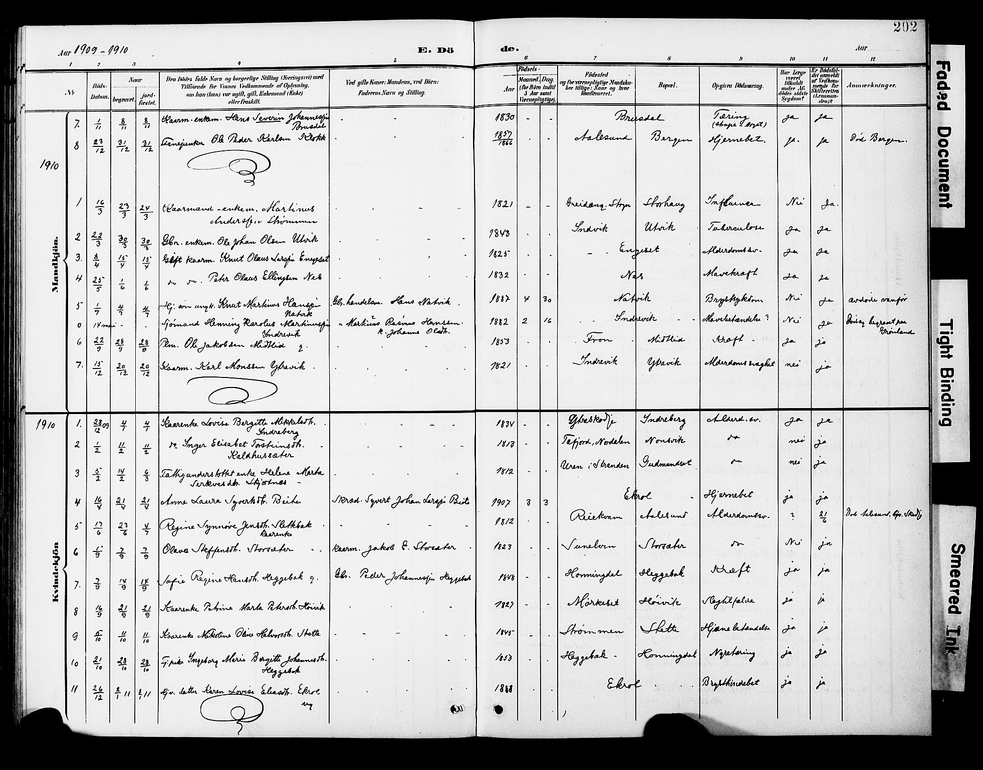 Ministerialprotokoller, klokkerbøker og fødselsregistre - Møre og Romsdal, SAT/A-1454/524/L0366: Parish register (copy) no. 524C07, 1900-1931, p. 202