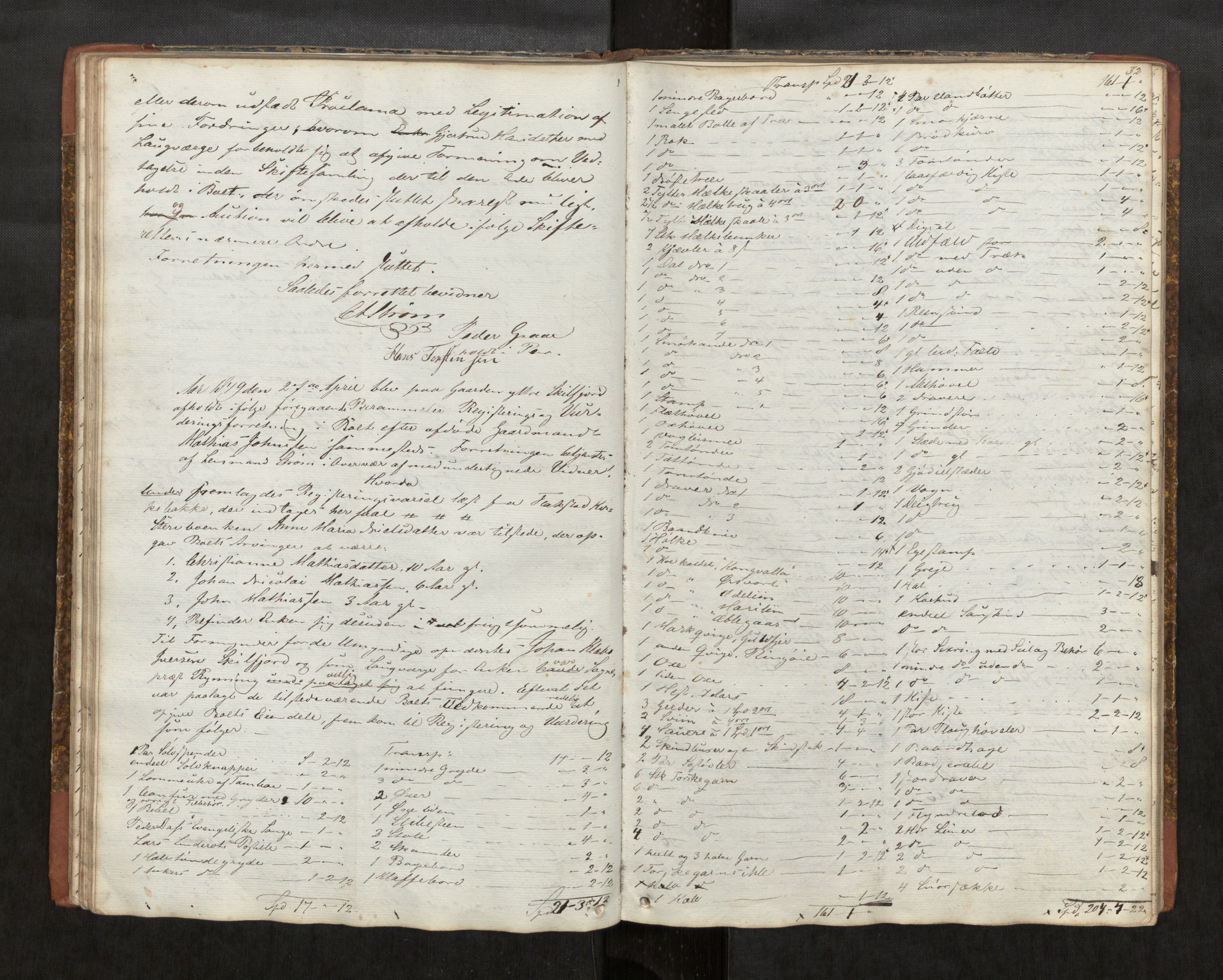 Vesterålen sorenskriveri, AV/SAT-A-4180/1/3/3C/L0001: Skifteregistreringsprotokoll, 1846-1859, p. 32