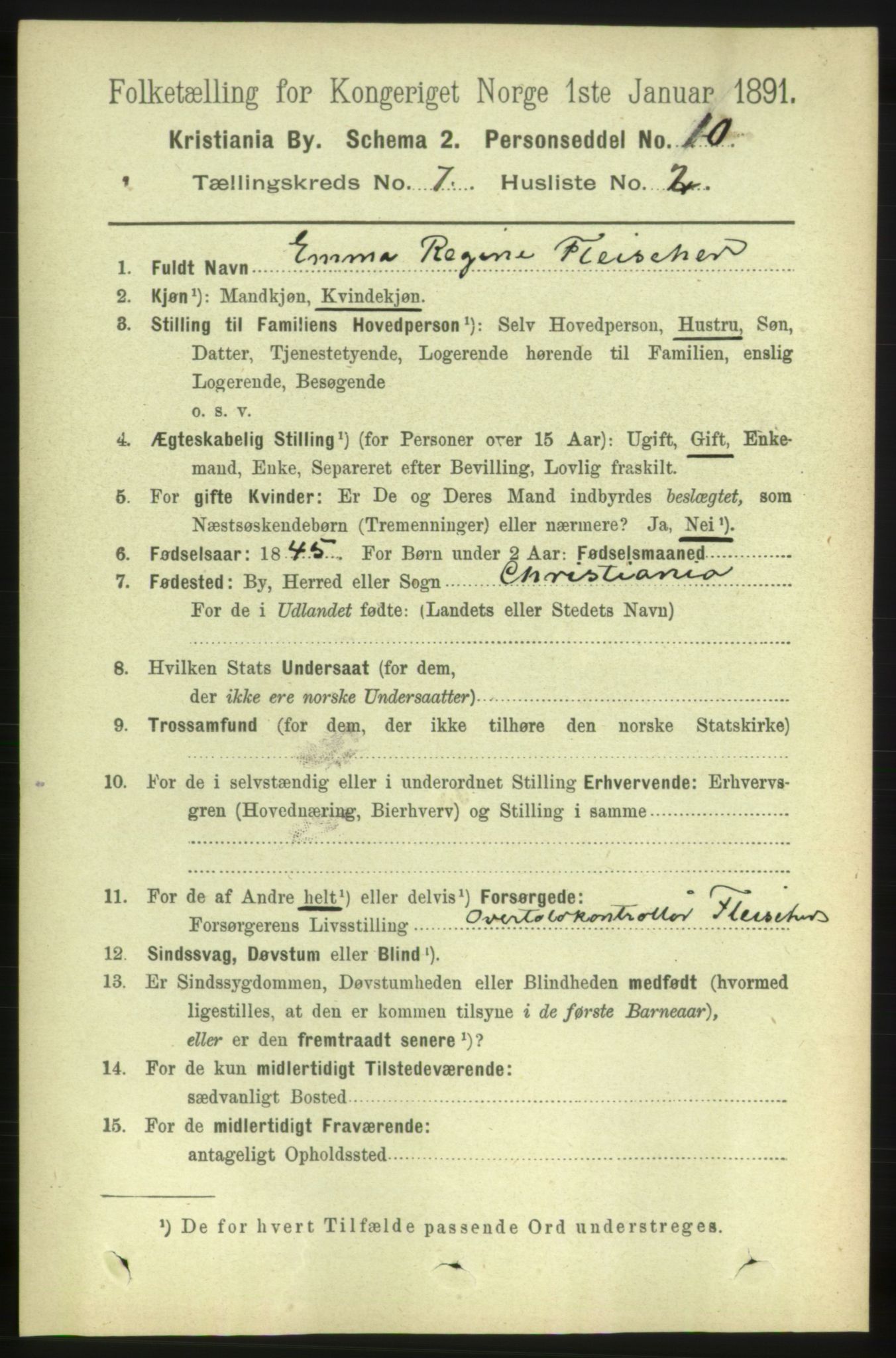 RA, 1891 census for 0301 Kristiania, 1891, p. 2796