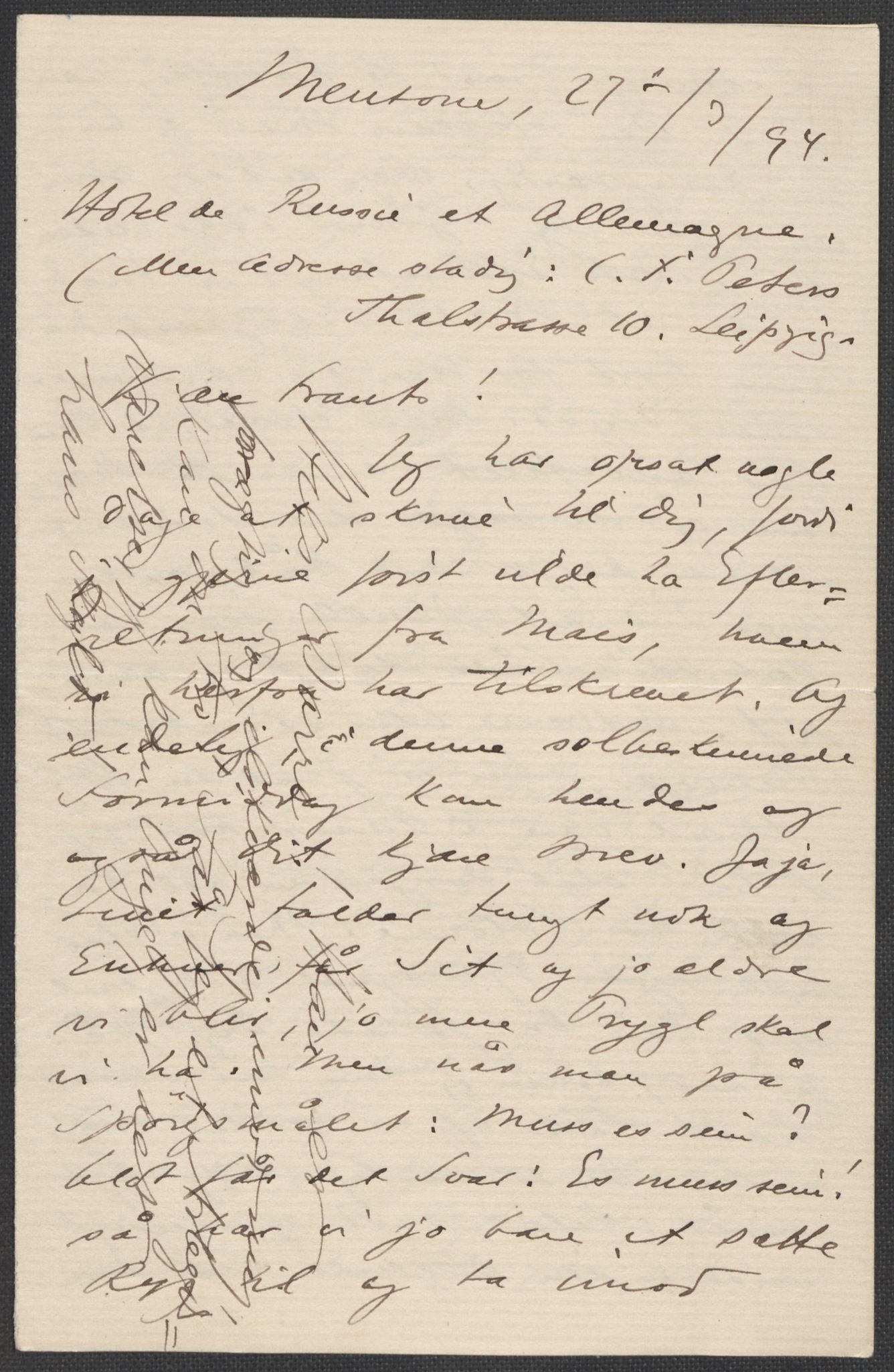 Beyer, Frants, AV/RA-PA-0132/F/L0001: Brev fra Edvard Grieg til Frantz Beyer og "En del optegnelser som kan tjene til kommentar til brevene" av Marie Beyer, 1872-1907, p. 418