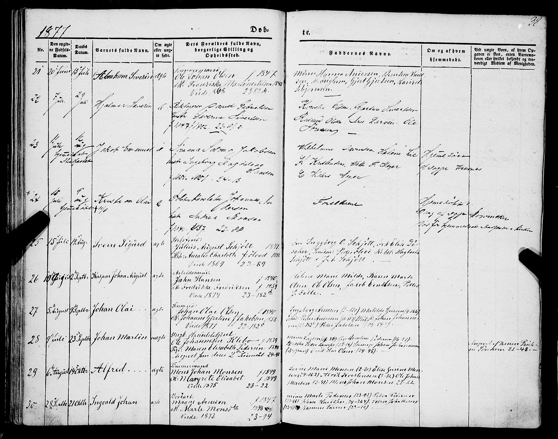 Mariakirken Sokneprestembete, SAB/A-76901/H/Haa/L0006: Parish register (official) no. A 6, 1846-1877, p. 38