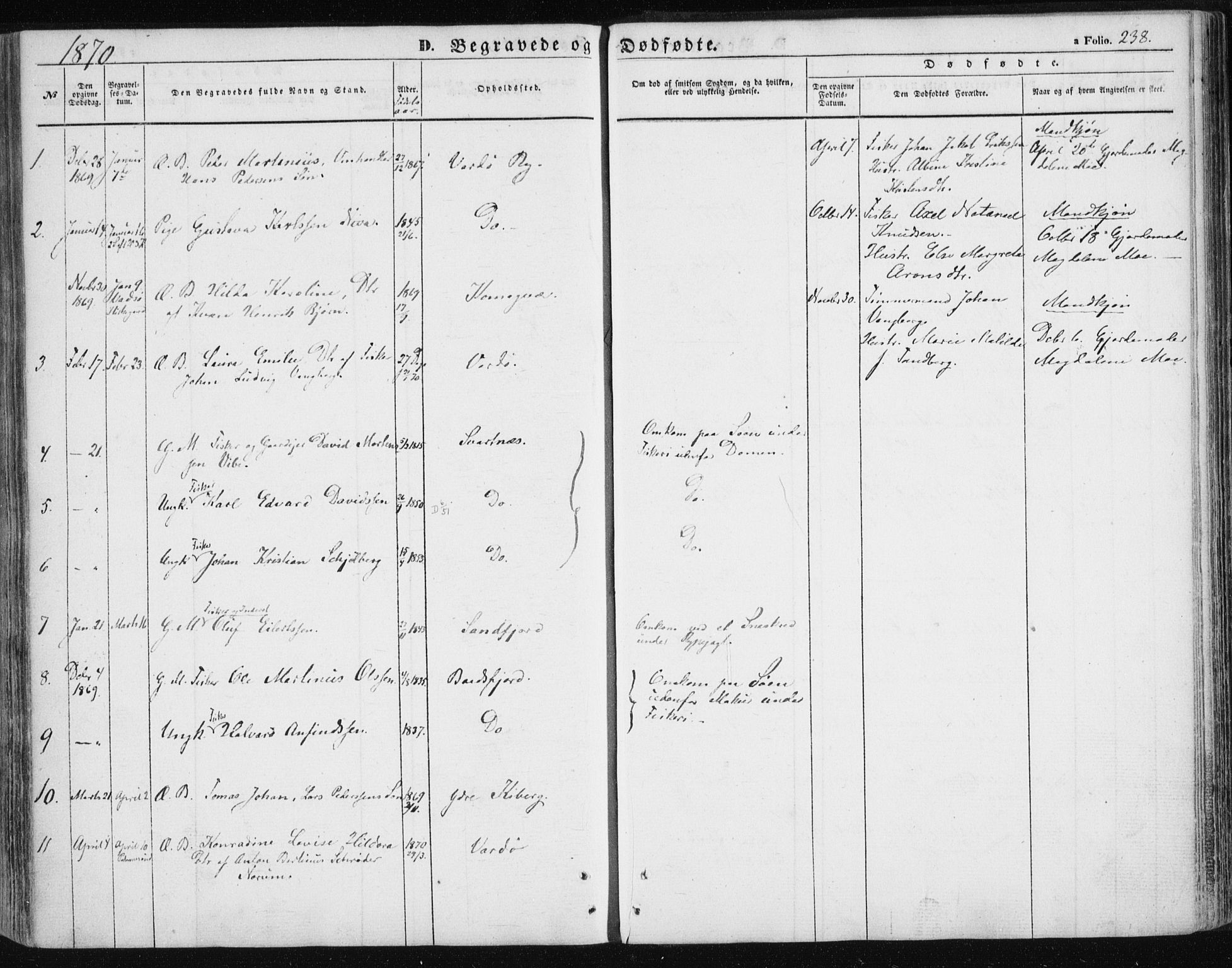 Vardø sokneprestkontor, SATØ/S-1332/H/Ha/L0004kirke: Parish register (official) no. 4, 1862-1871, p. 238