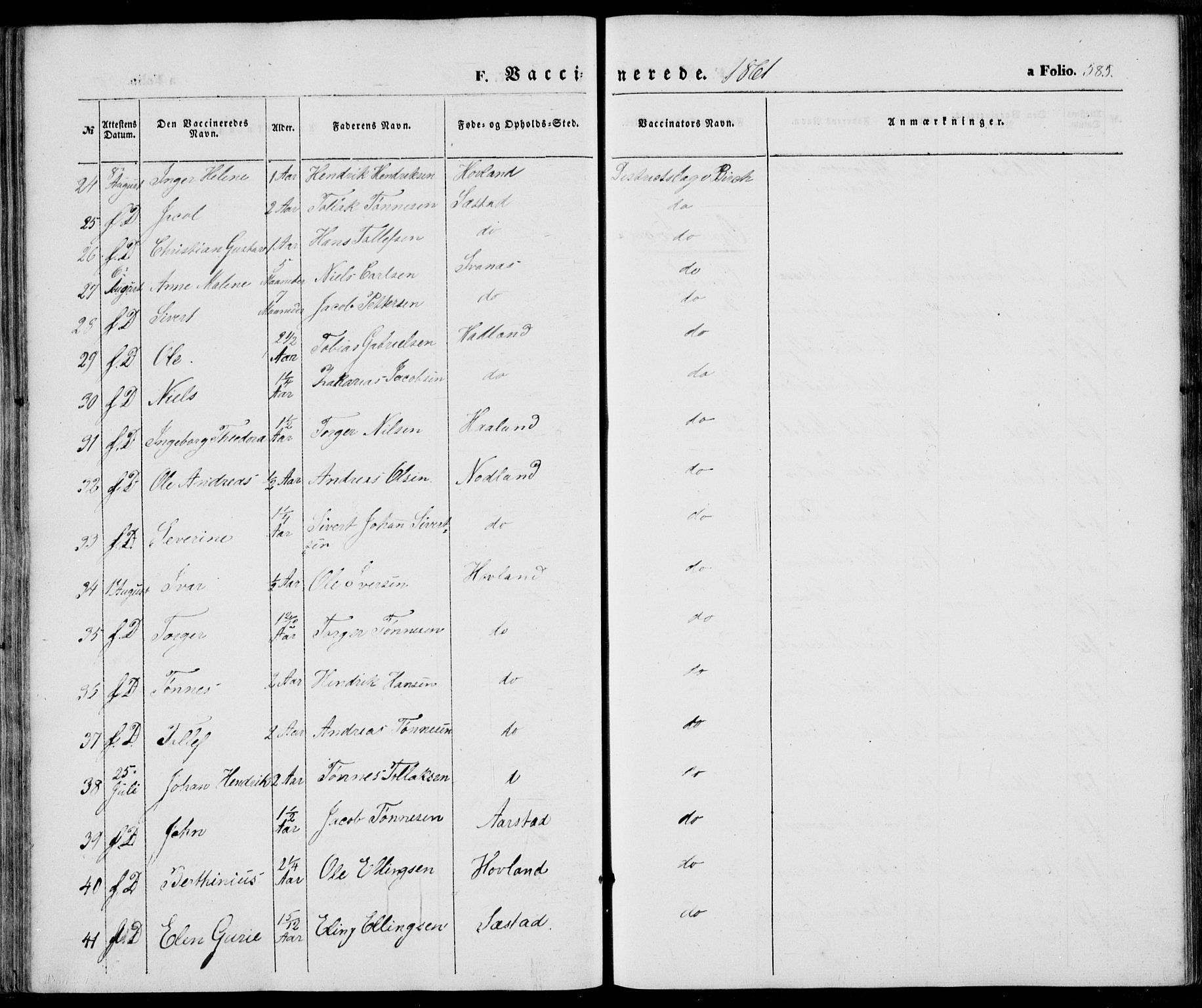 Eigersund sokneprestkontor, SAST/A-101807/S08/L0013: Parish register (official) no. A 12.2, 1850-1865, p. 585