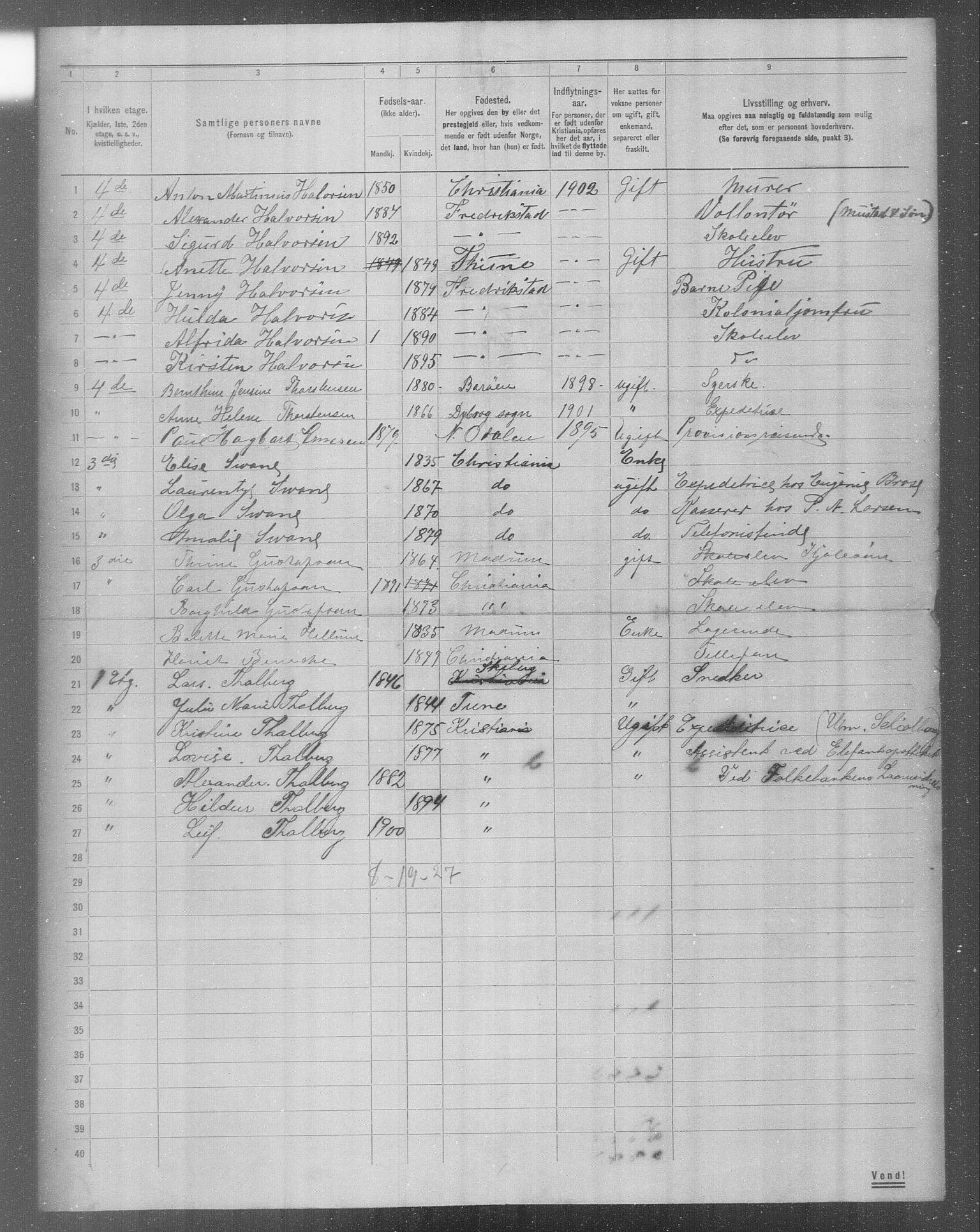 OBA, Municipal Census 1904 for Kristiania, 1904, p. 15178