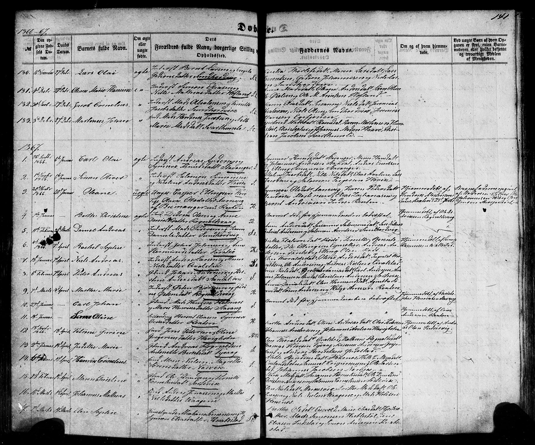 Kinn sokneprestembete, AV/SAB-A-80801/H/Haa/Haaa/L0006: Parish register (official) no. A 6, 1857-1885, p. 141