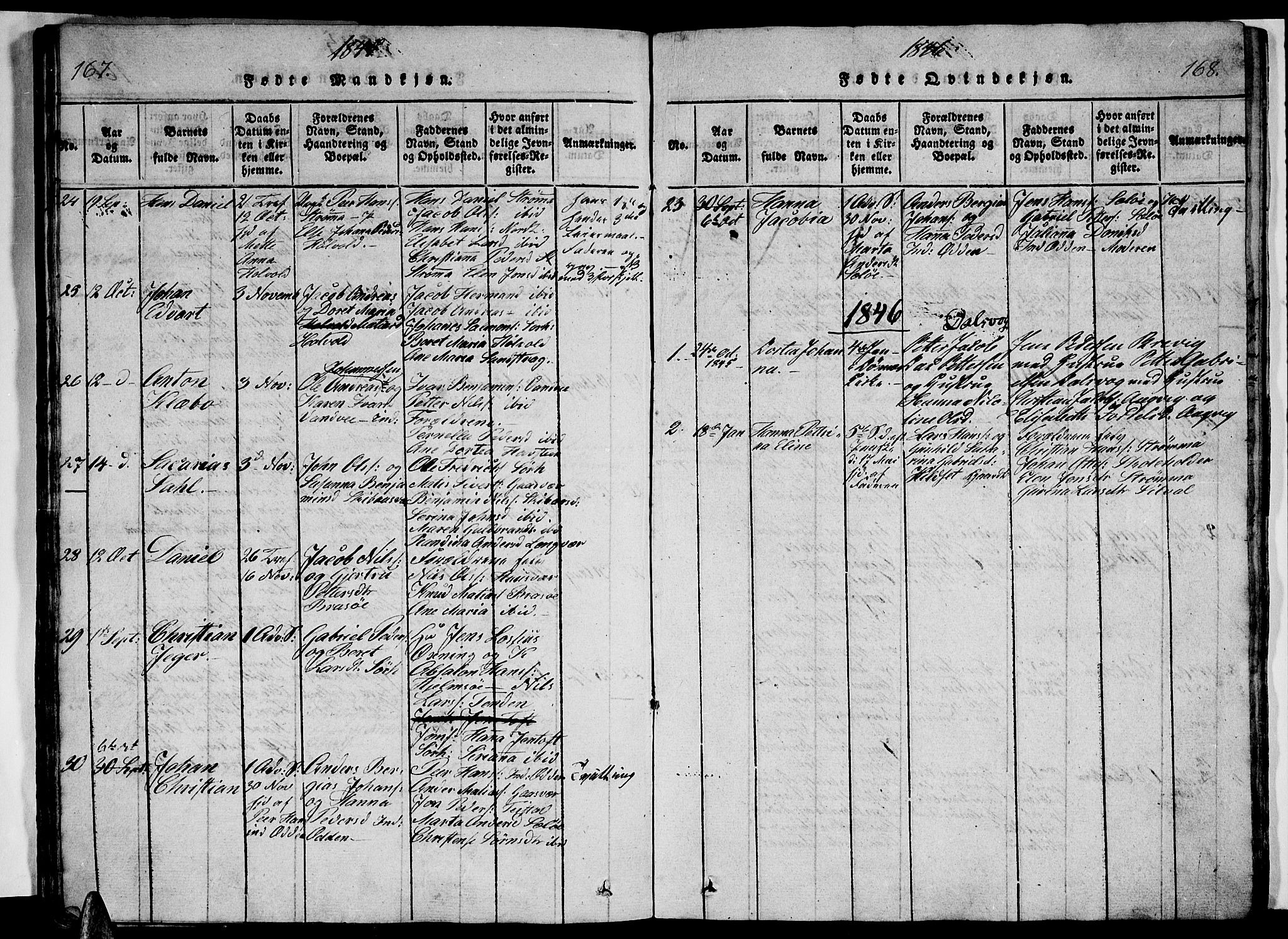 Ministerialprotokoller, klokkerbøker og fødselsregistre - Nordland, AV/SAT-A-1459/834/L0510: Parish register (copy) no. 834C01, 1820-1847, p. 167-168