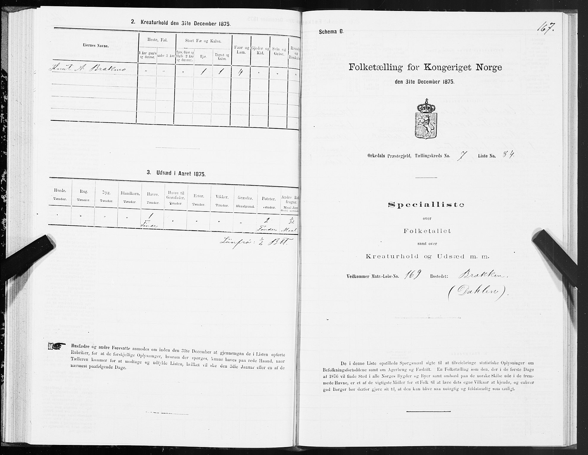 SAT, 1875 census for 1638P Orkdal, 1875, p. 4167