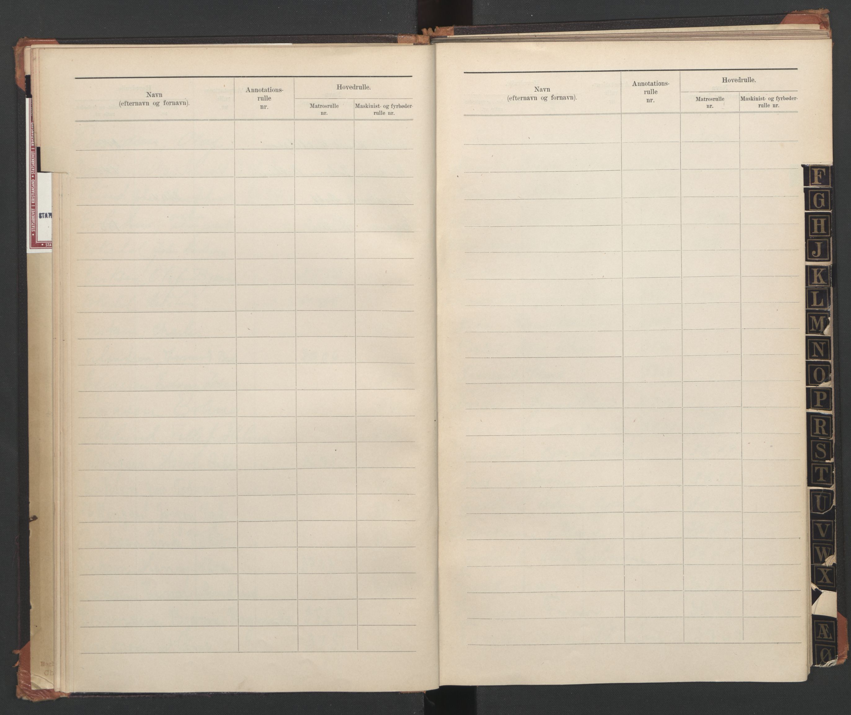 Grimstad mønstringskrets, SAK/2031-0013/F/Fa/L0003: Register til annotasjonsrulle og hovedrulle A, F-3, 1870-1948, p. 17