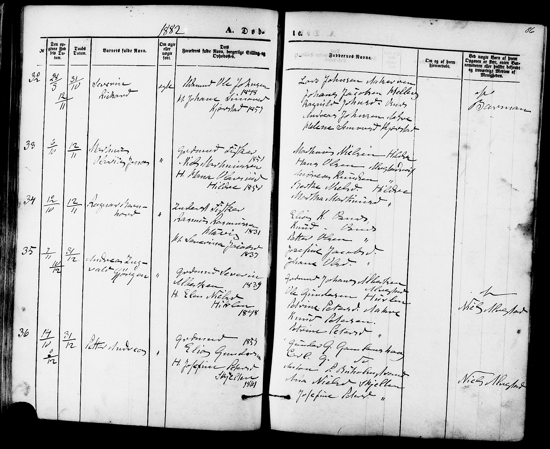 Ministerialprotokoller, klokkerbøker og fødselsregistre - Møre og Romsdal, SAT/A-1454/536/L0500: Parish register (official) no. 536A09, 1876-1889, p. 86