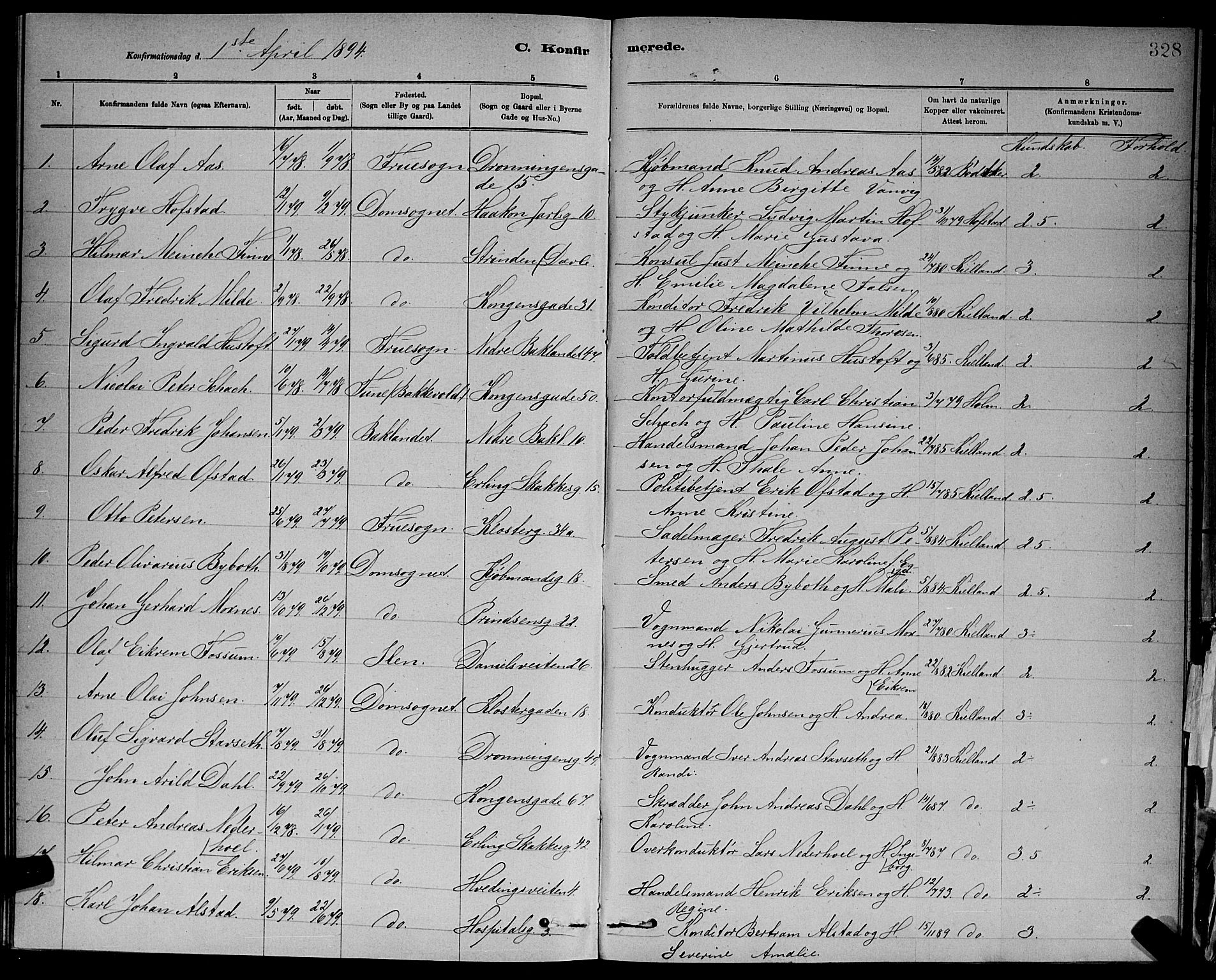 Ministerialprotokoller, klokkerbøker og fødselsregistre - Sør-Trøndelag, SAT/A-1456/601/L0092: Parish register (copy) no. 601C10, 1884-1897, p. 328