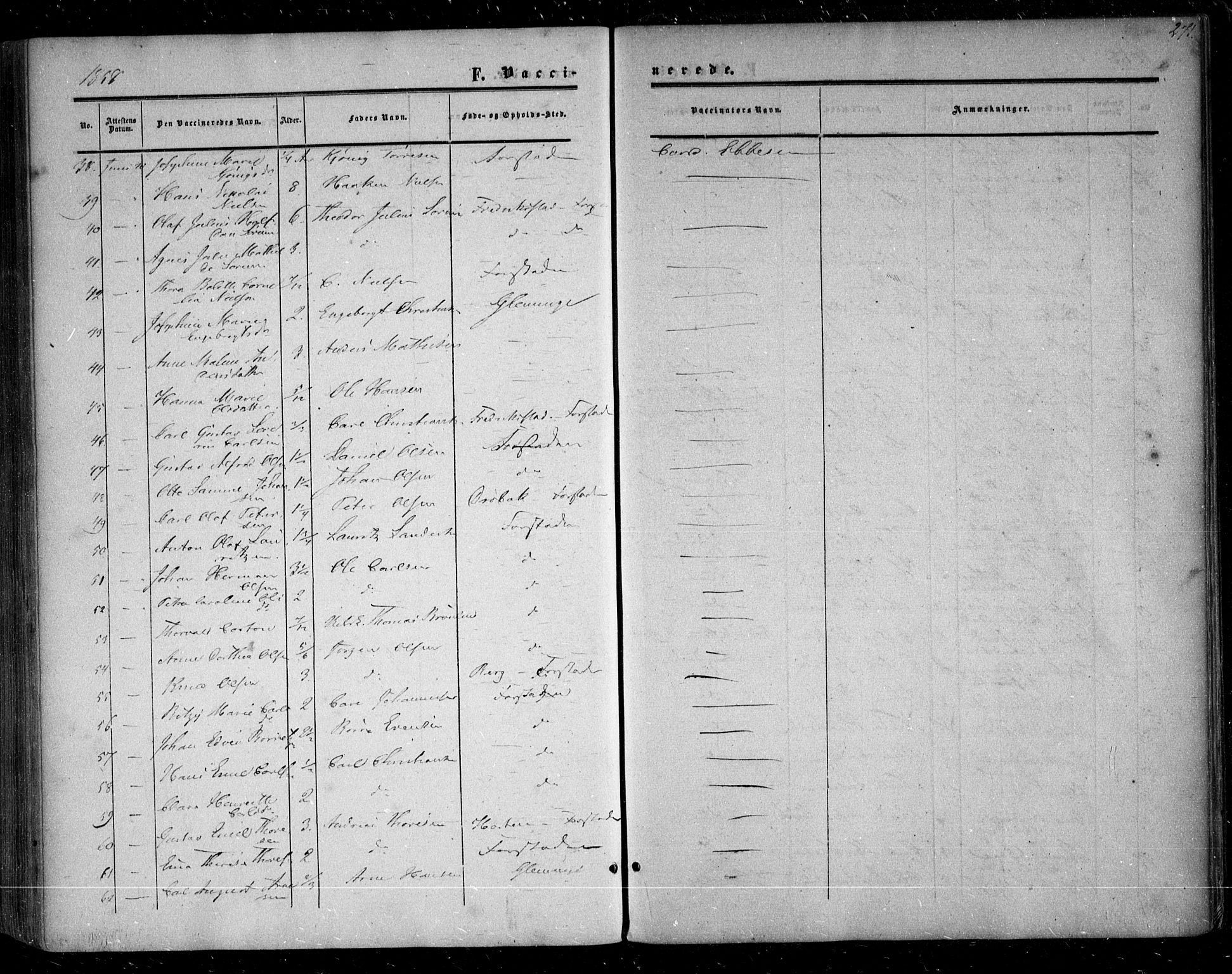 Glemmen prestekontor Kirkebøker, AV/SAO-A-10908/F/Fa/L0007: Parish register (official) no. 7, 1853-1862, p. 271