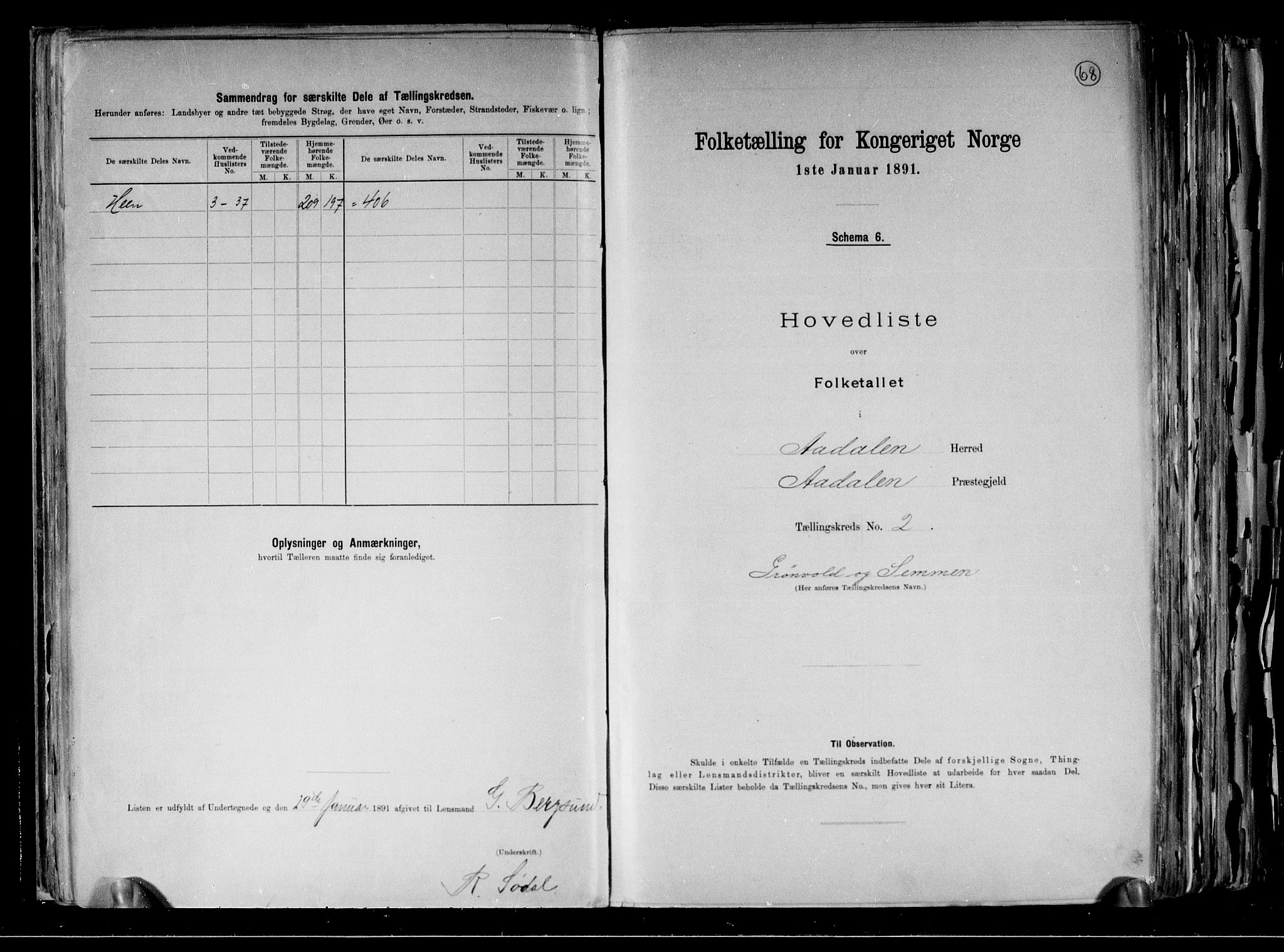 RA, 1891 census for 0614 Ådal, 1891, p. 9