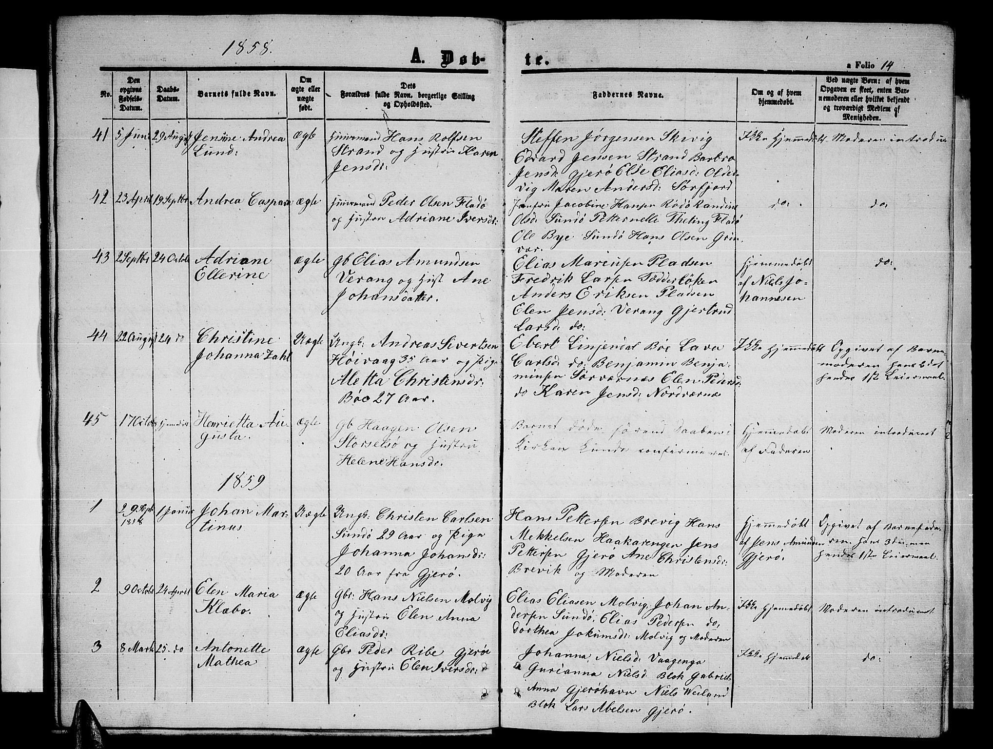 Ministerialprotokoller, klokkerbøker og fødselsregistre - Nordland, SAT/A-1459/841/L0619: Parish register (copy) no. 841C03, 1856-1876, p. 14