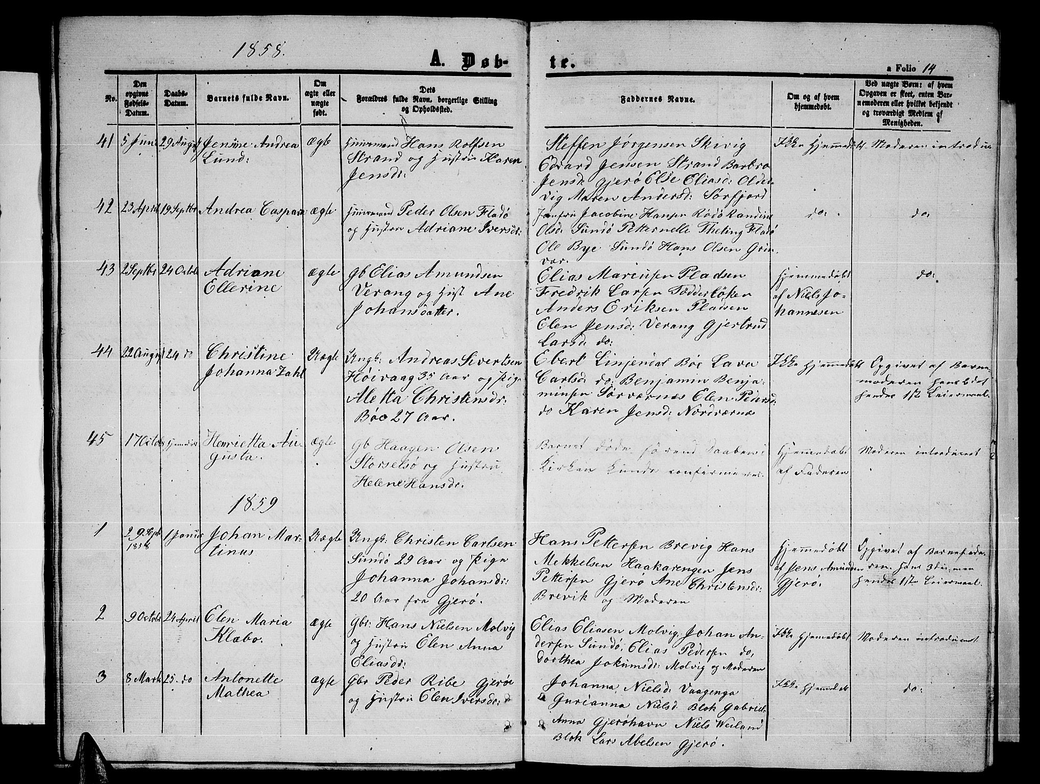 Ministerialprotokoller, klokkerbøker og fødselsregistre - Nordland, AV/SAT-A-1459/841/L0619: Parish register (copy) no. 841C03, 1856-1876, p. 14