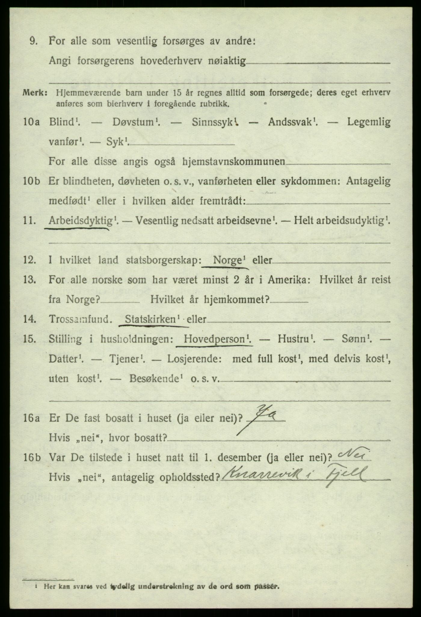 SAB, 1920 census for Fjell, 1920, p. 1877