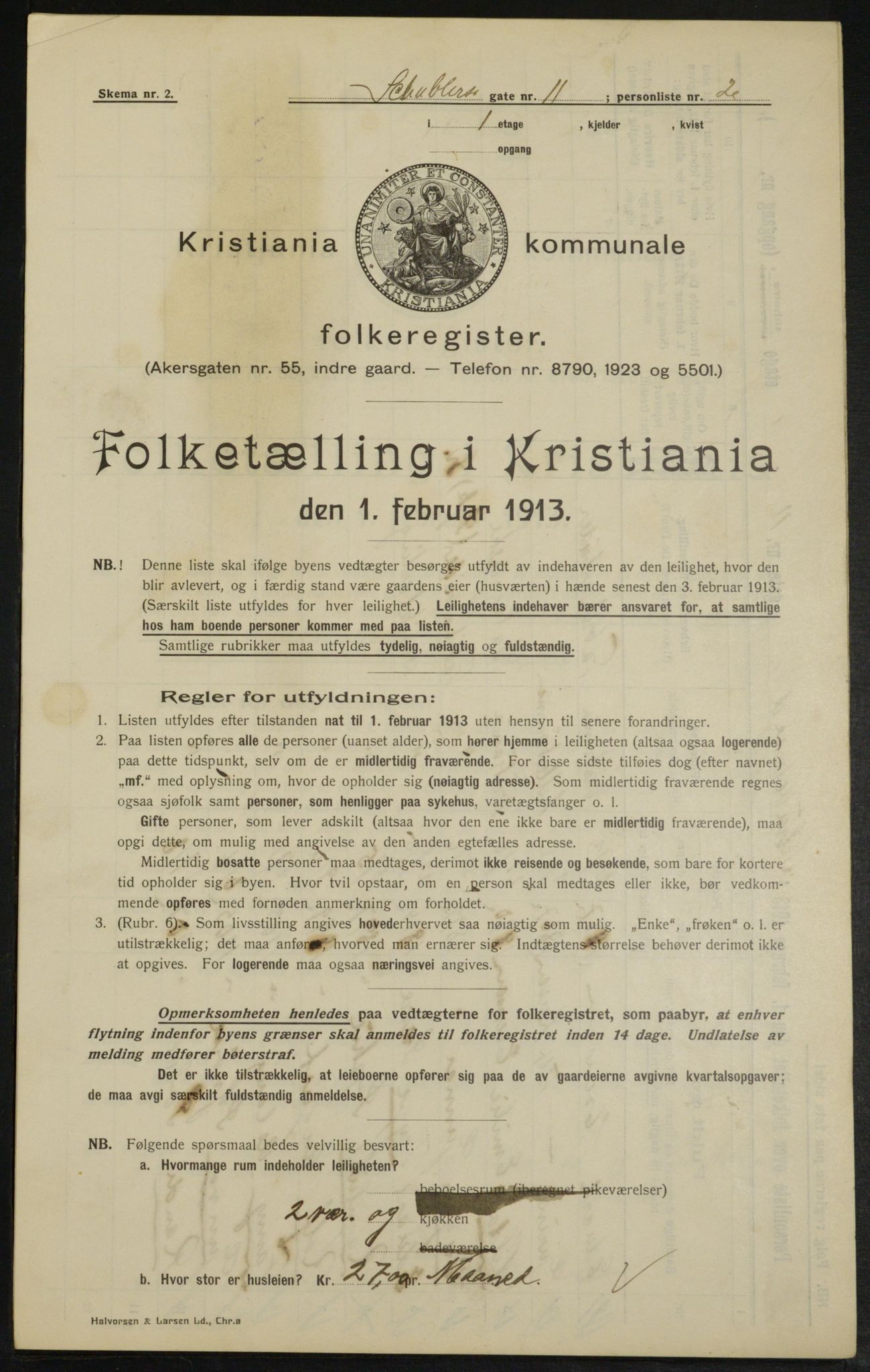 OBA, Municipal Census 1913 for Kristiania, 1913, p. 92910