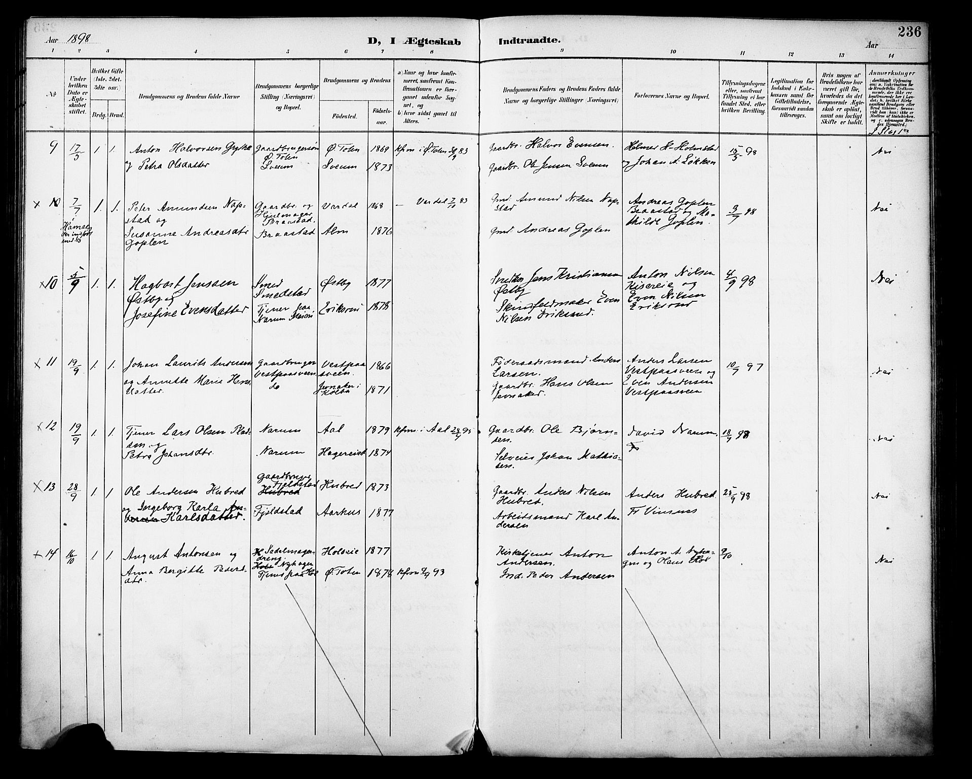 Vestre Toten prestekontor, SAH/PREST-108/H/Ha/Haa/L0013: Parish register (official) no. 13, 1895-1911, p. 236