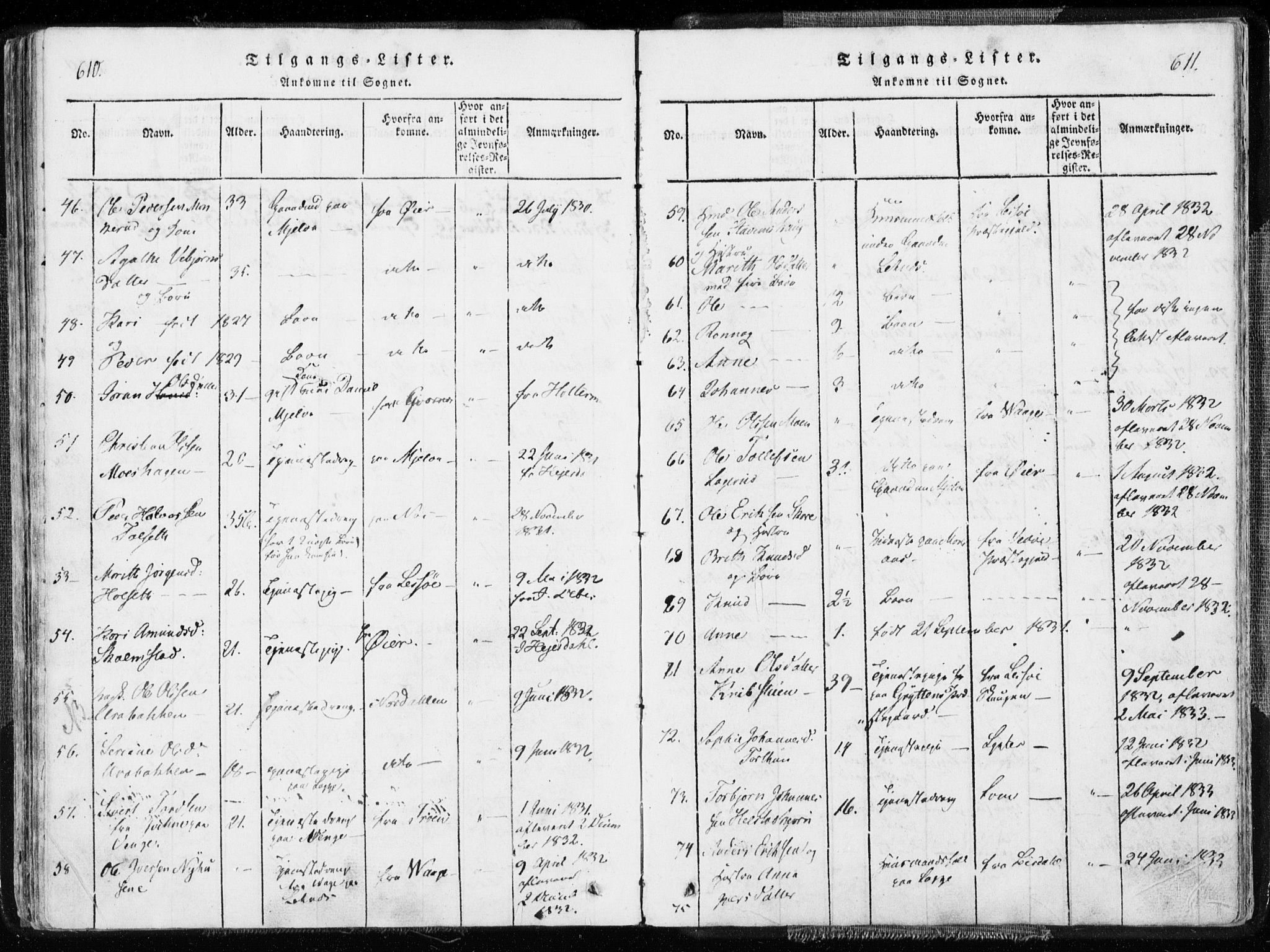 Ministerialprotokoller, klokkerbøker og fødselsregistre - Møre og Romsdal, SAT/A-1454/544/L0571: Parish register (official) no. 544A04, 1818-1853, p. 610-611