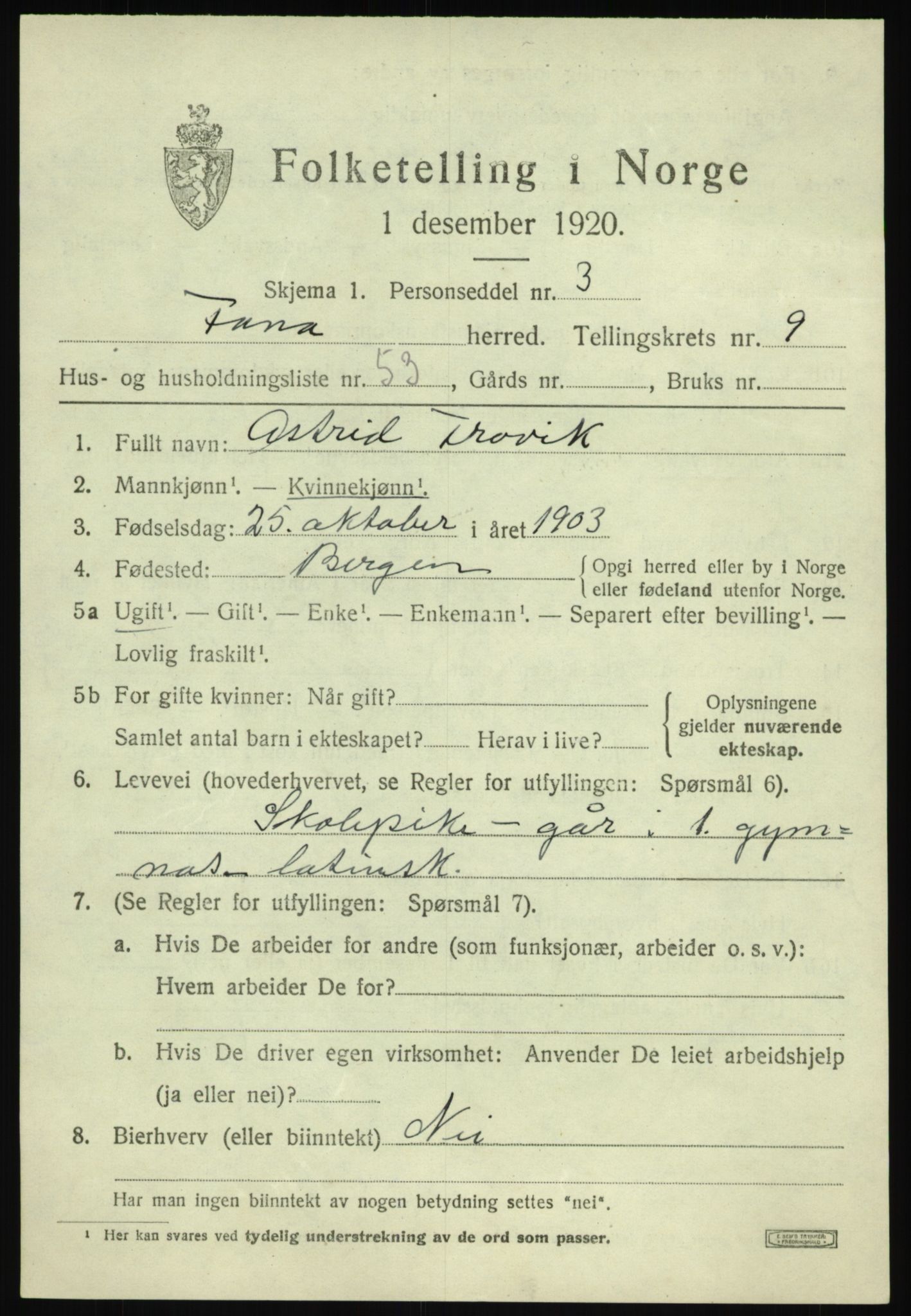 SAB, 1920 census for Fana, 1920, p. 16117