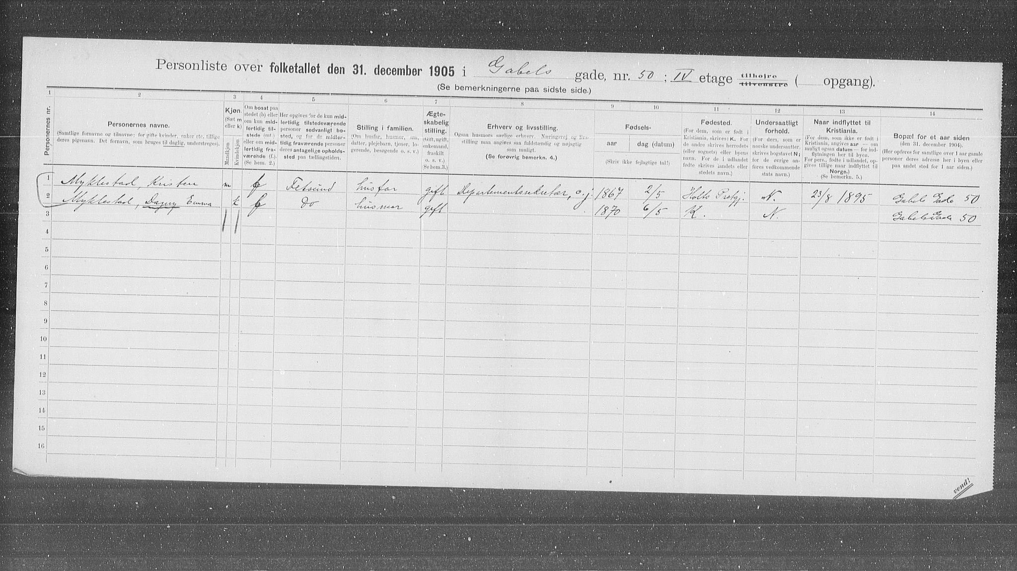 OBA, Municipal Census 1905 for Kristiania, 1905, p. 14979